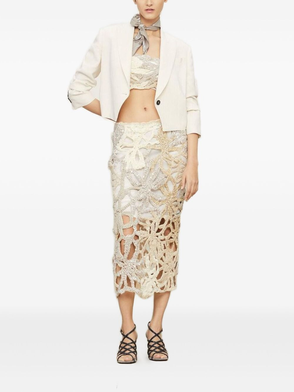 sequin-embellished crochet sweater - 2