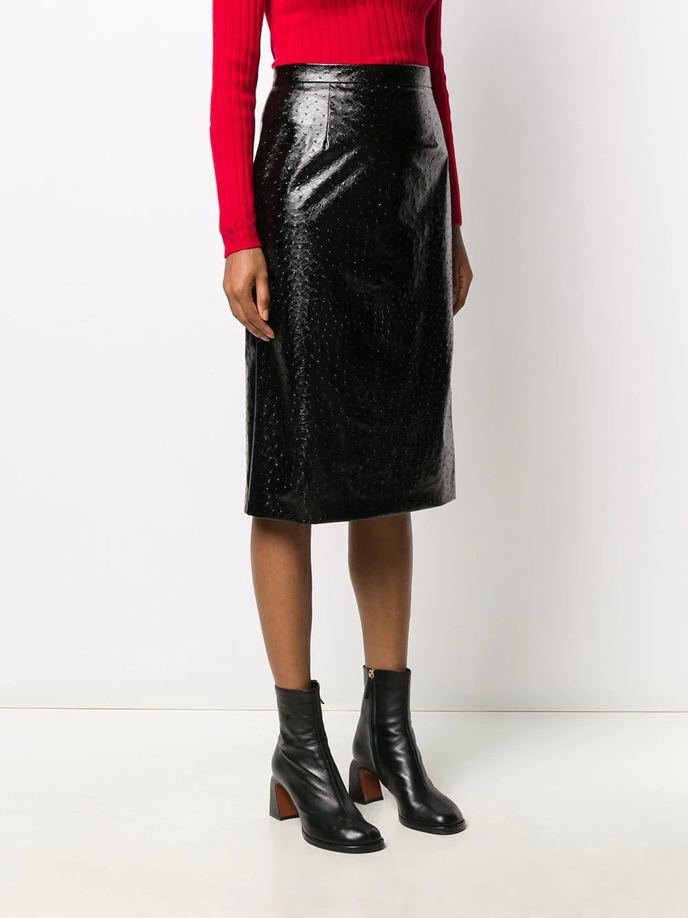 textured-effect midi skirt - 3