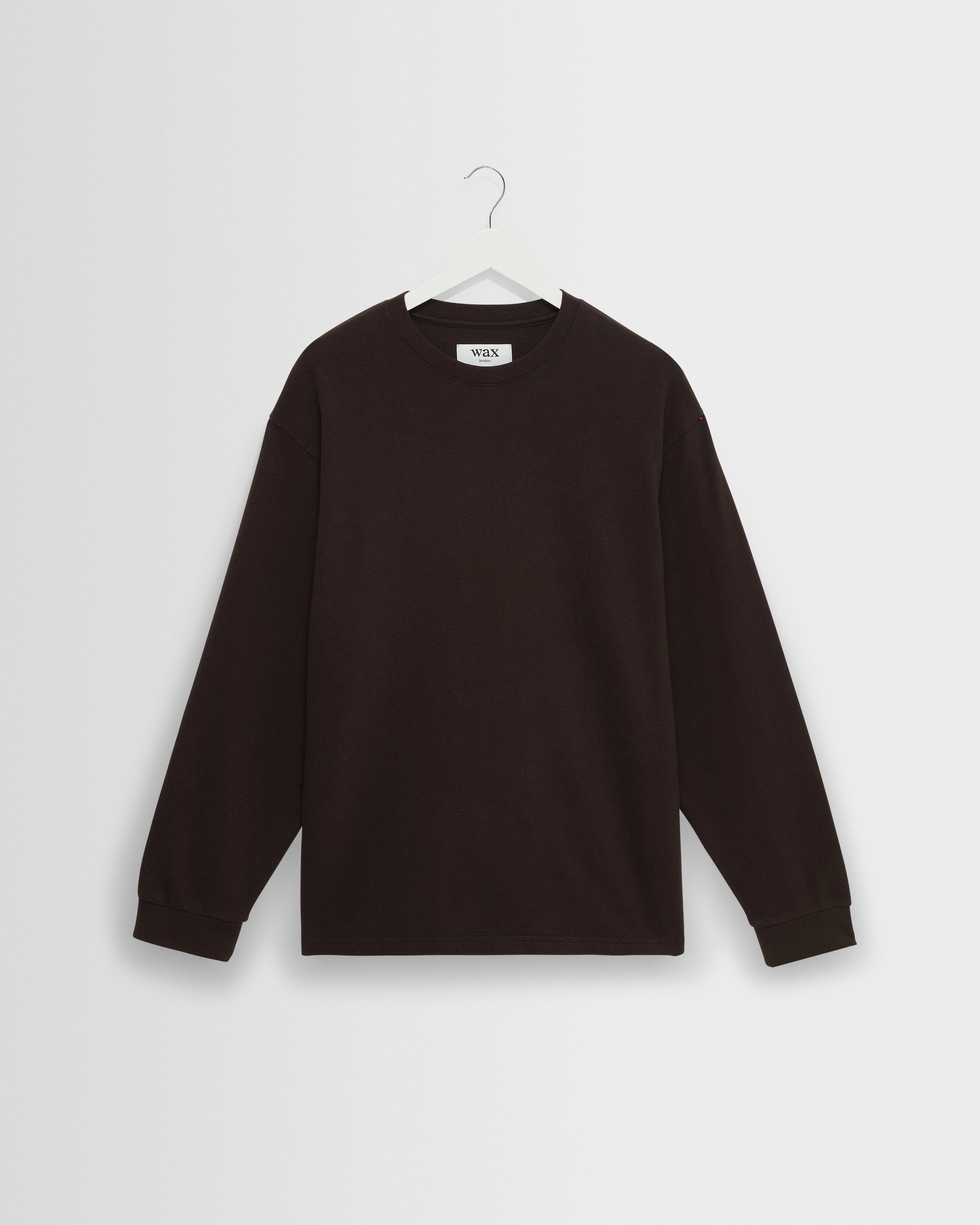 Hayden - Dark Brown Textured Organic Cotton Long Sleeve T-Shirt - 1