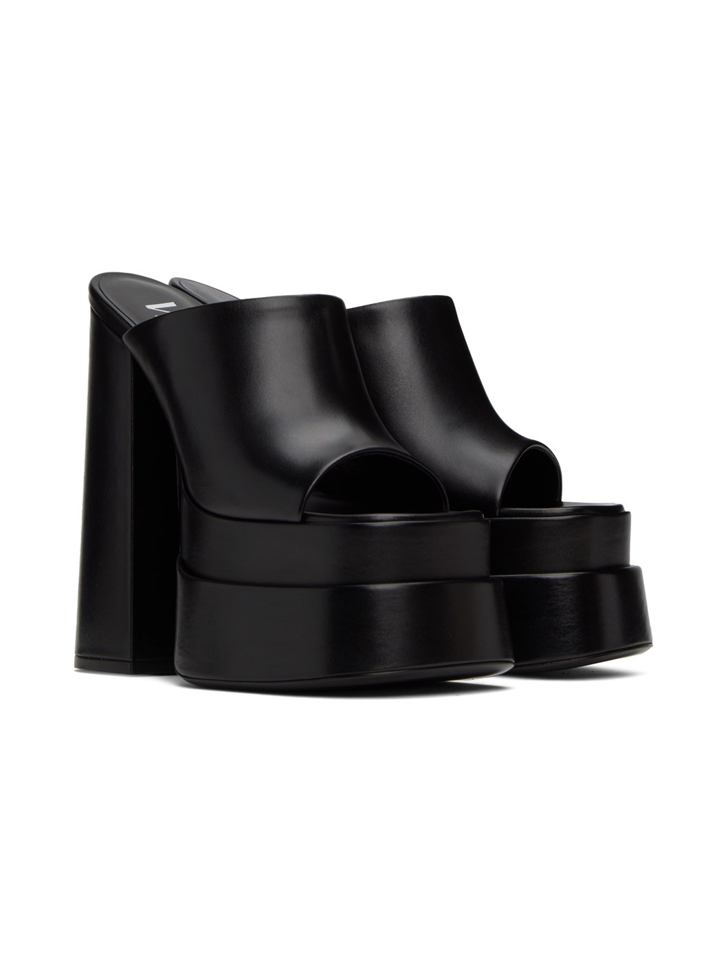 Black Platform Heeled Sandals - 4