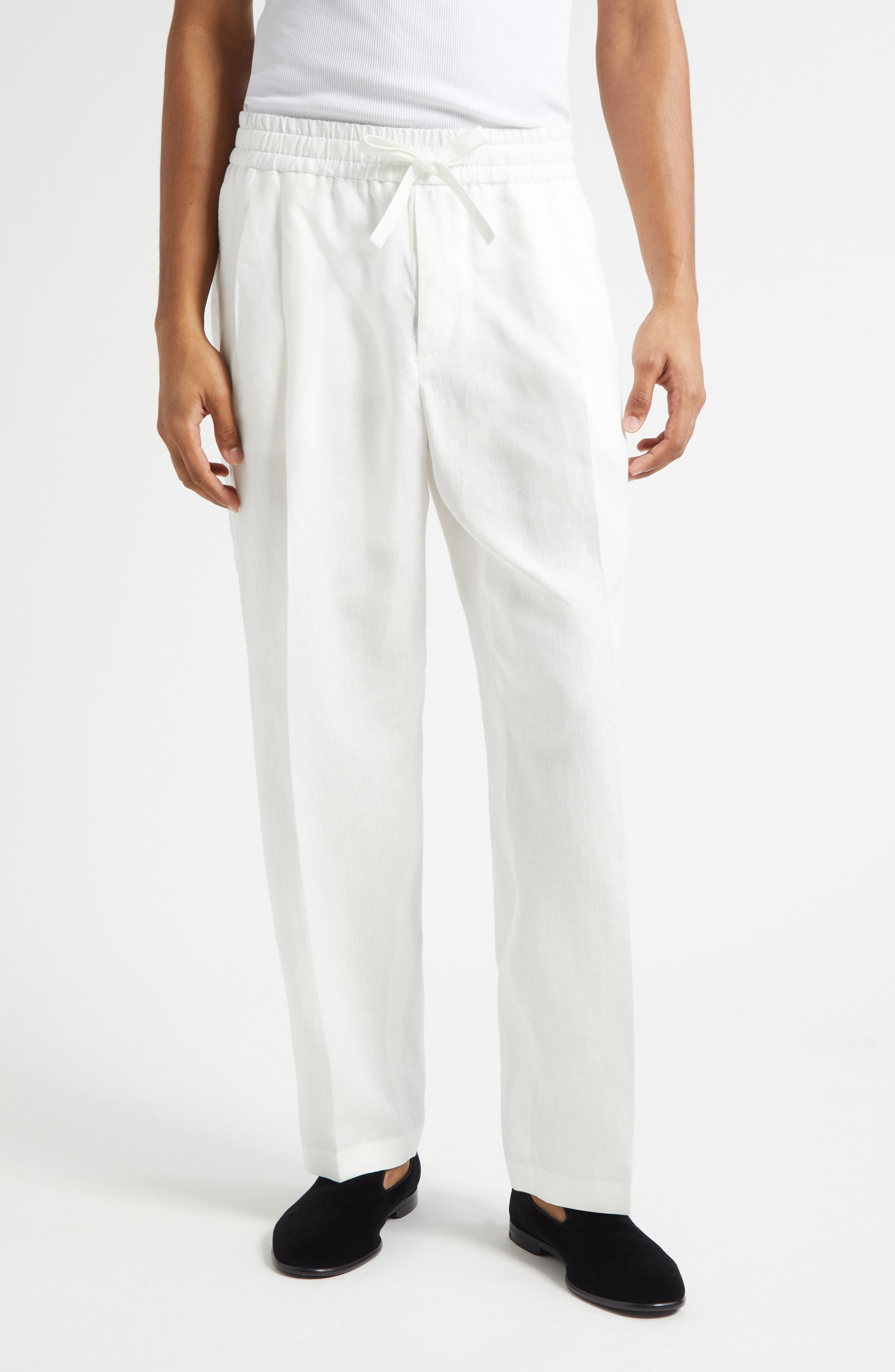 Dolce&Gabbana Pleated Linen Pants in W0111 Bianco at Nordstrom - 1