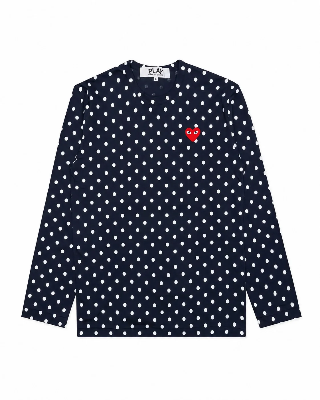 UNISEX POLKA DOT LS SHIRT RED HEART - NAVY - 1