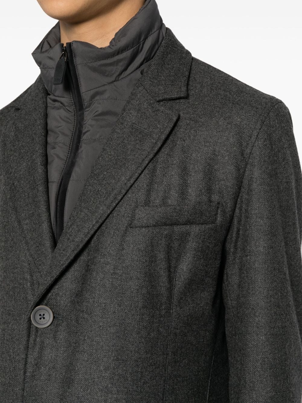 hybrid high-neck single-breasted coat - 5