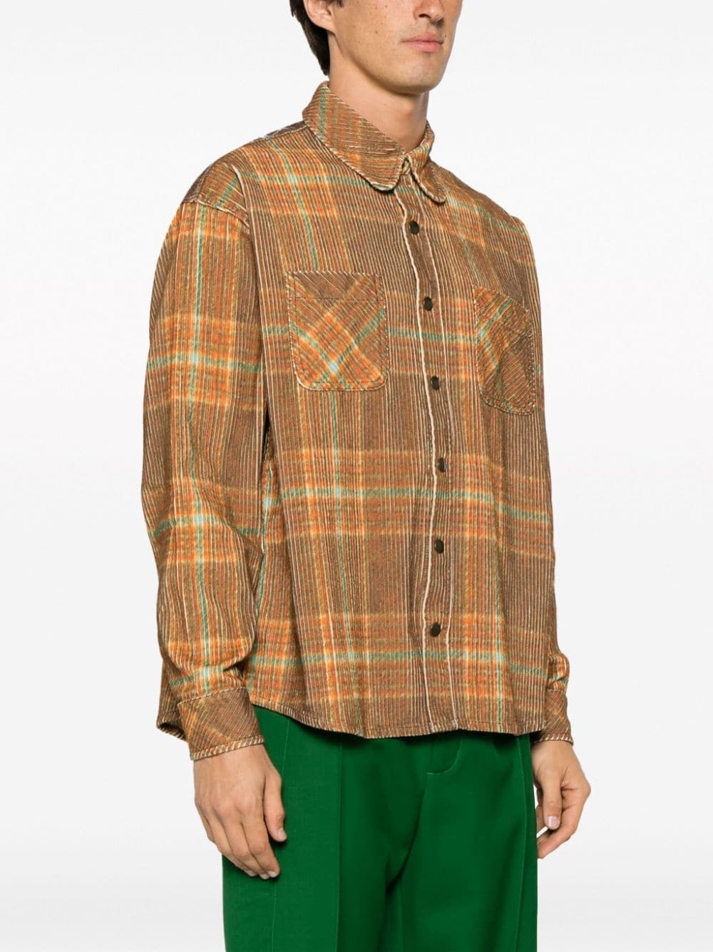 check-print cotton shirt - 3