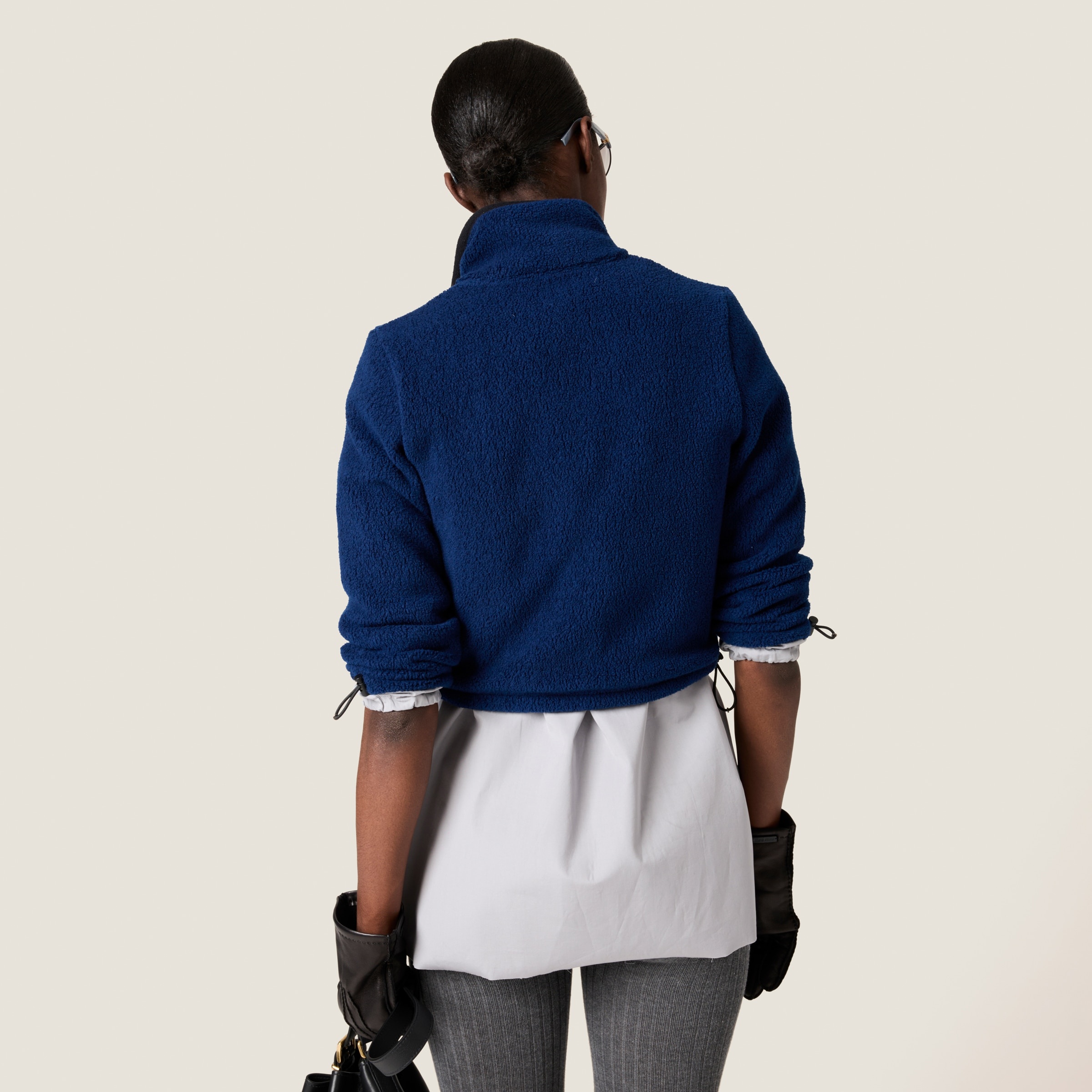 Cotton fleece cropped sweatshirt - 3