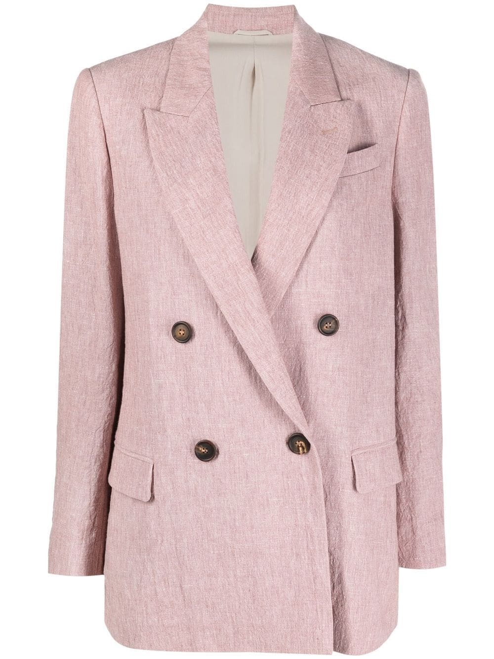 double-breasted linen blazer - 1