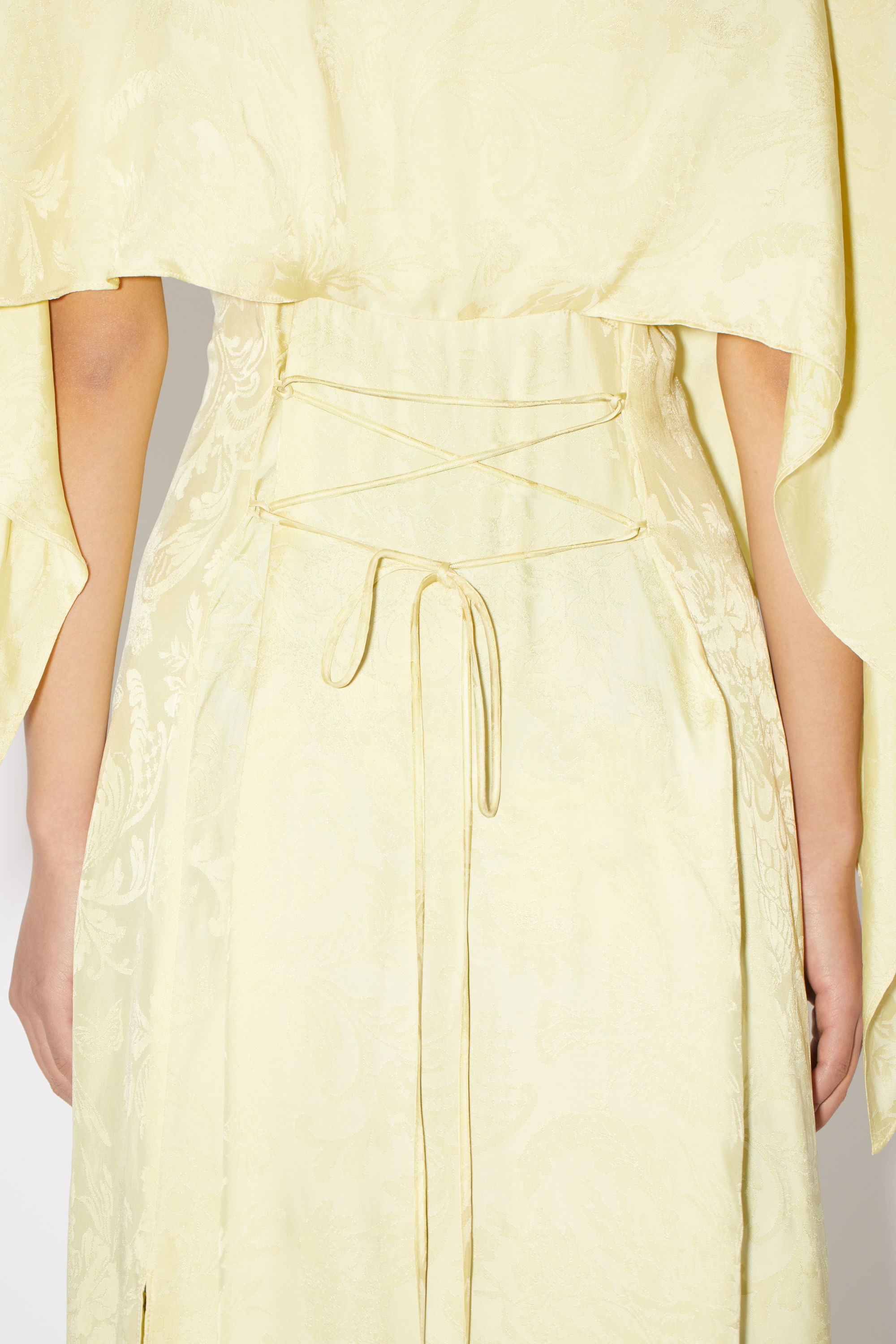 Satin tie-up layered dress - Yellow - 5