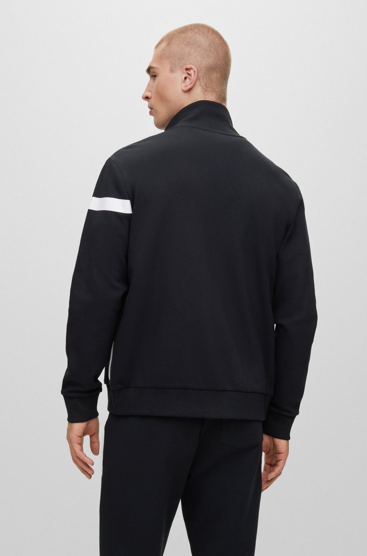 COTTON-BLEND ZIP-UP SWEATSHIRT WITH GRAPHIC LOGO STRIPE - 5