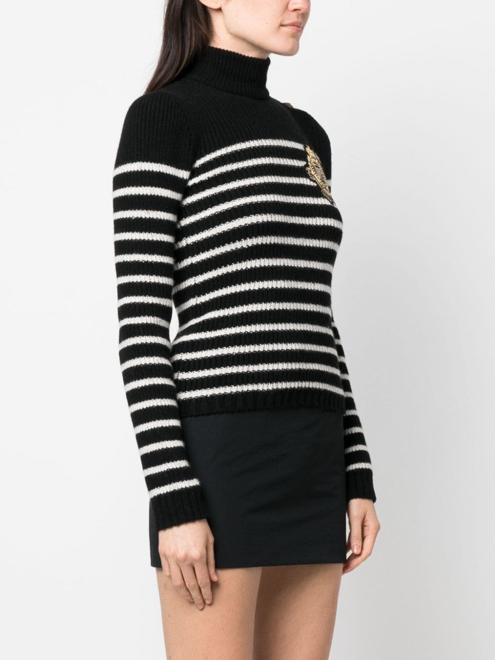 logo-patch striped jumper - 3