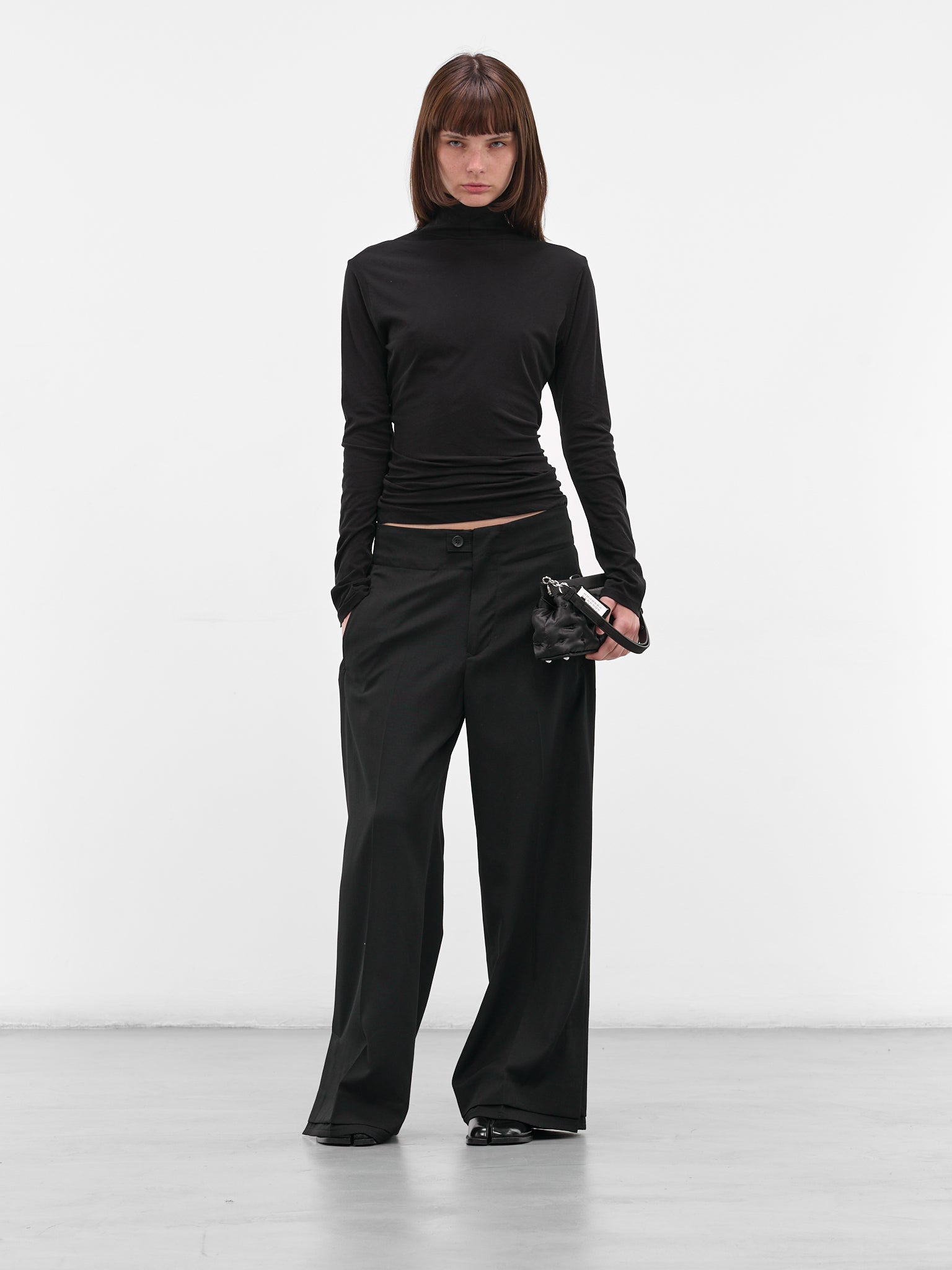 Black Cotton Jersey Turtleneck - 6