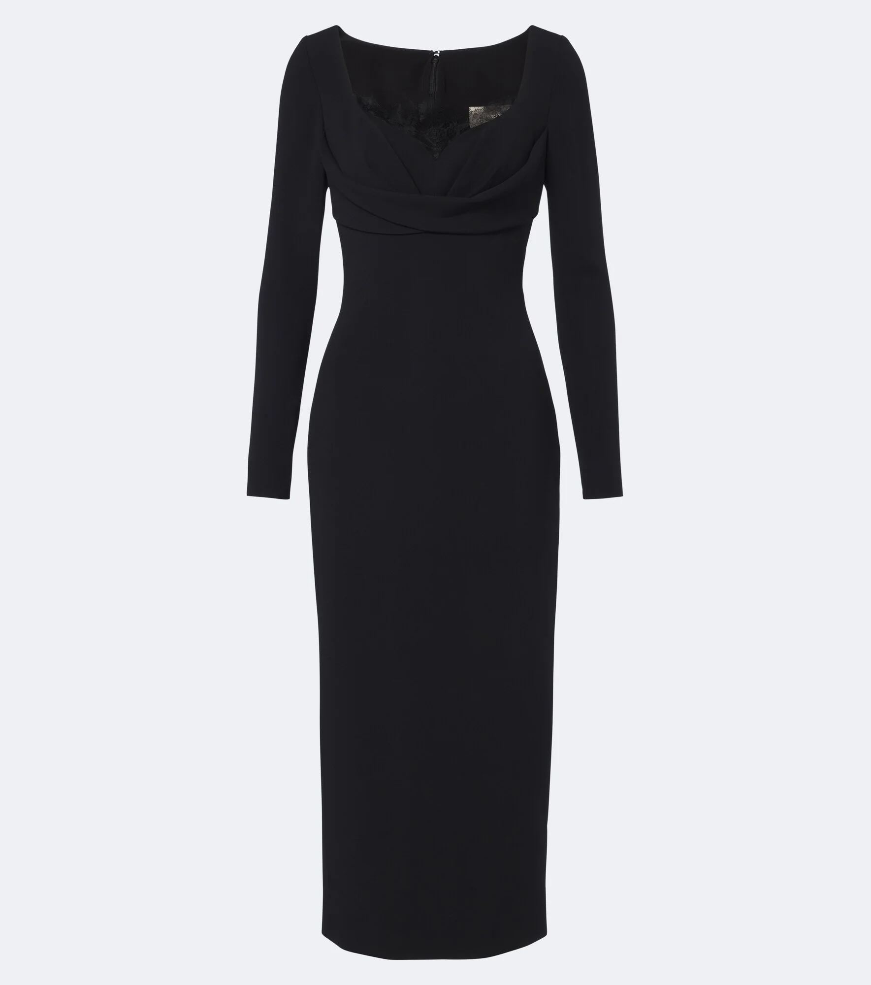 Draped lace-trimmed cady midi dress - 1