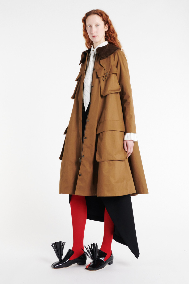 LONG FLARED TRENCH WITH POCKETS KHAKI BROWN 10