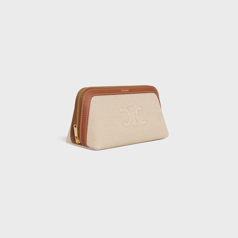 CELINE SMALL COSMETIC POUCH IN TEXTILE WITH TRIOMPHE AND CALFSKIN outlook