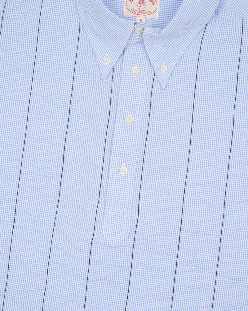 Brooks Brothers California Puckered Short Sleeve Pullover Shirt - Light Blue 2