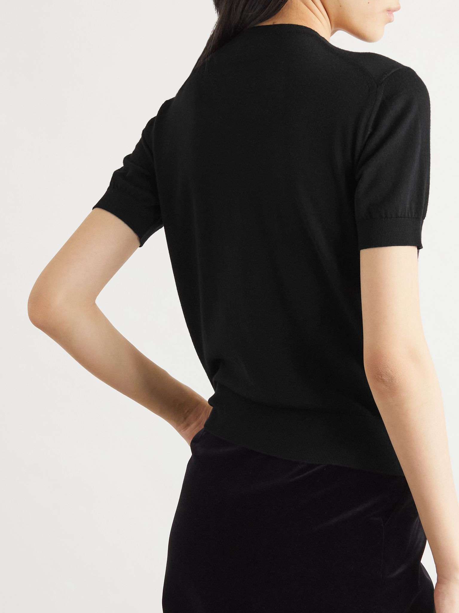 Cropped wool T-shirt Black - 4