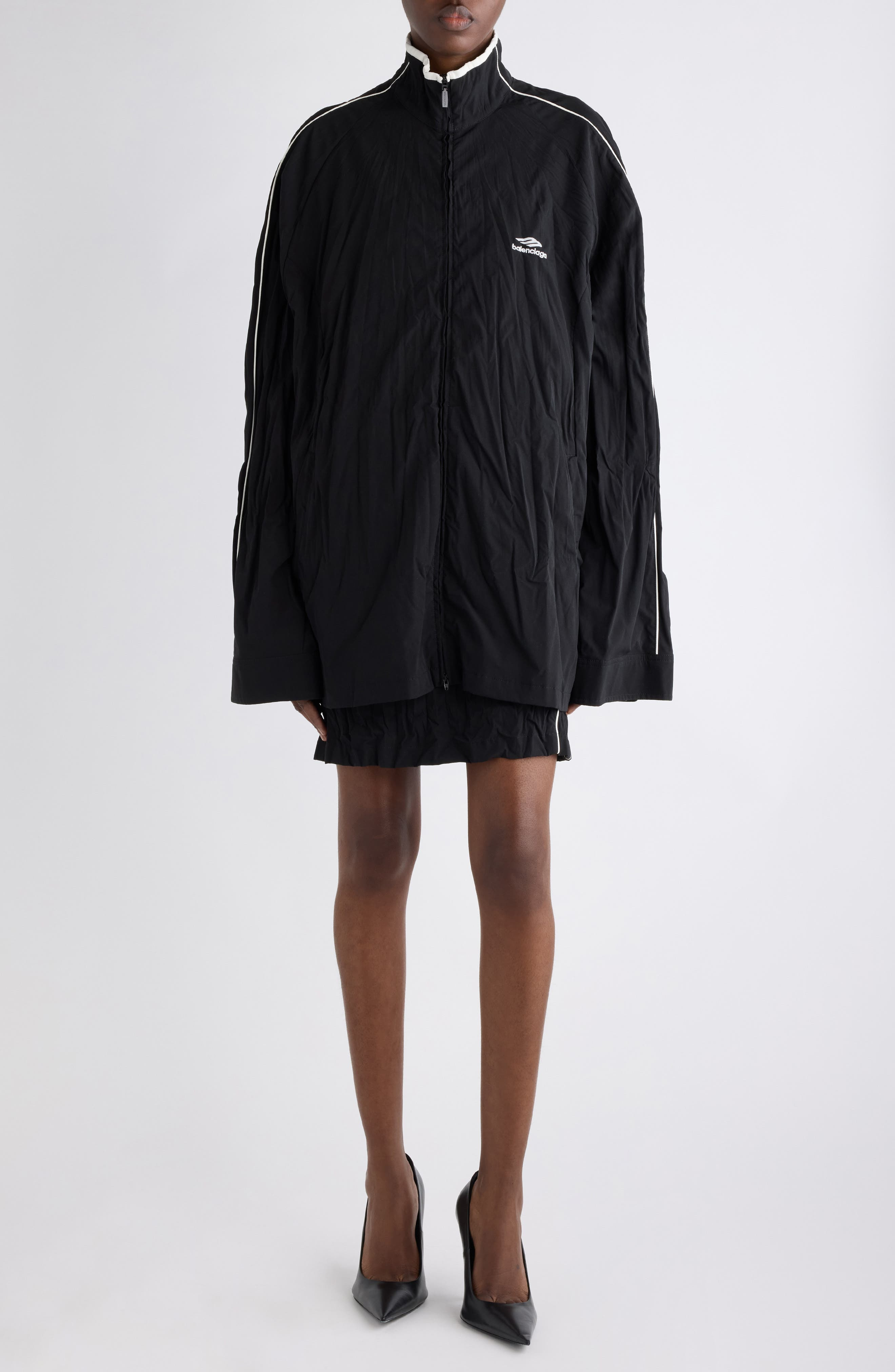 Balenciaga Oversize Track Jacket in 1000 Black at Nordstrom - 2