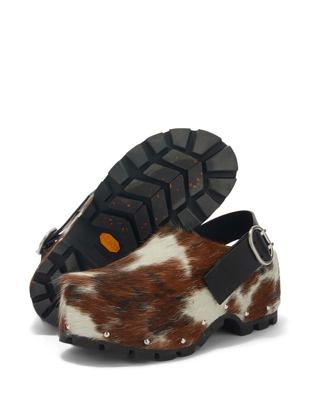 cow-print calf-hair clogs - 5