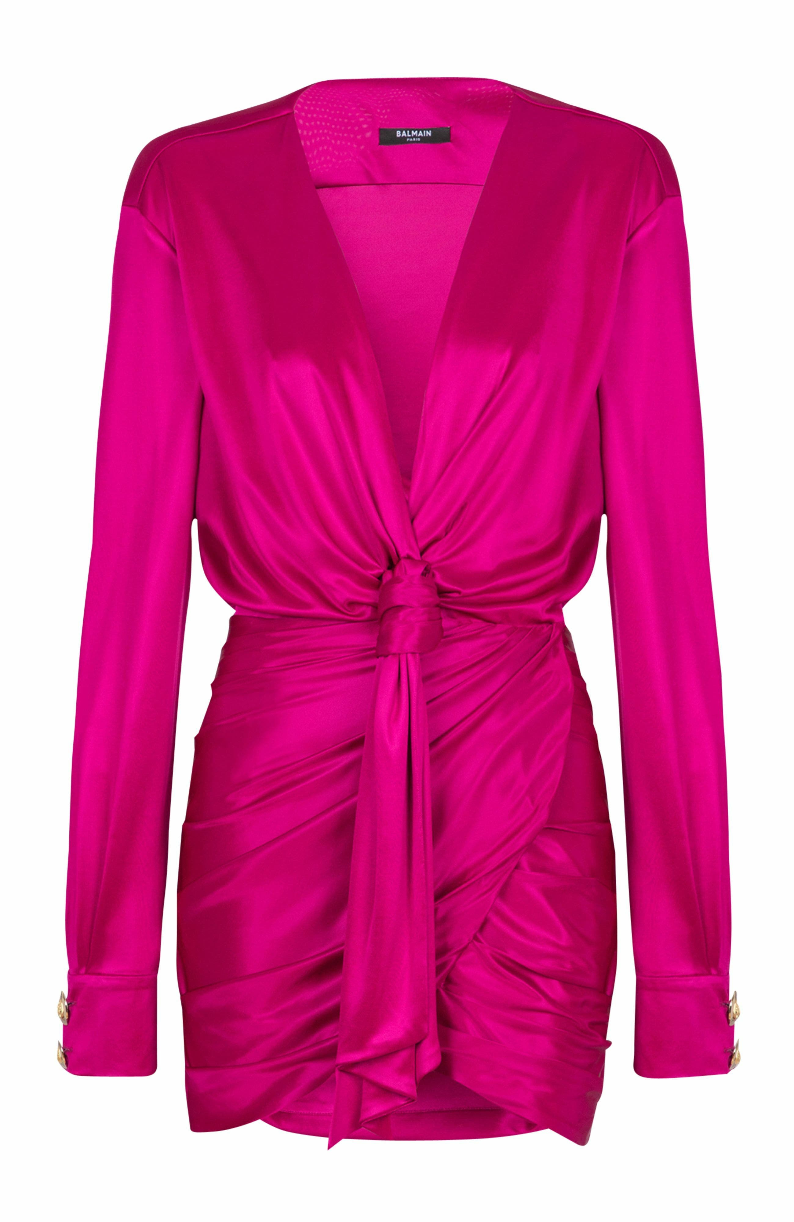 Balmain Short Draped Interlock Jersey Dress in Pink at Nordstrom - 5