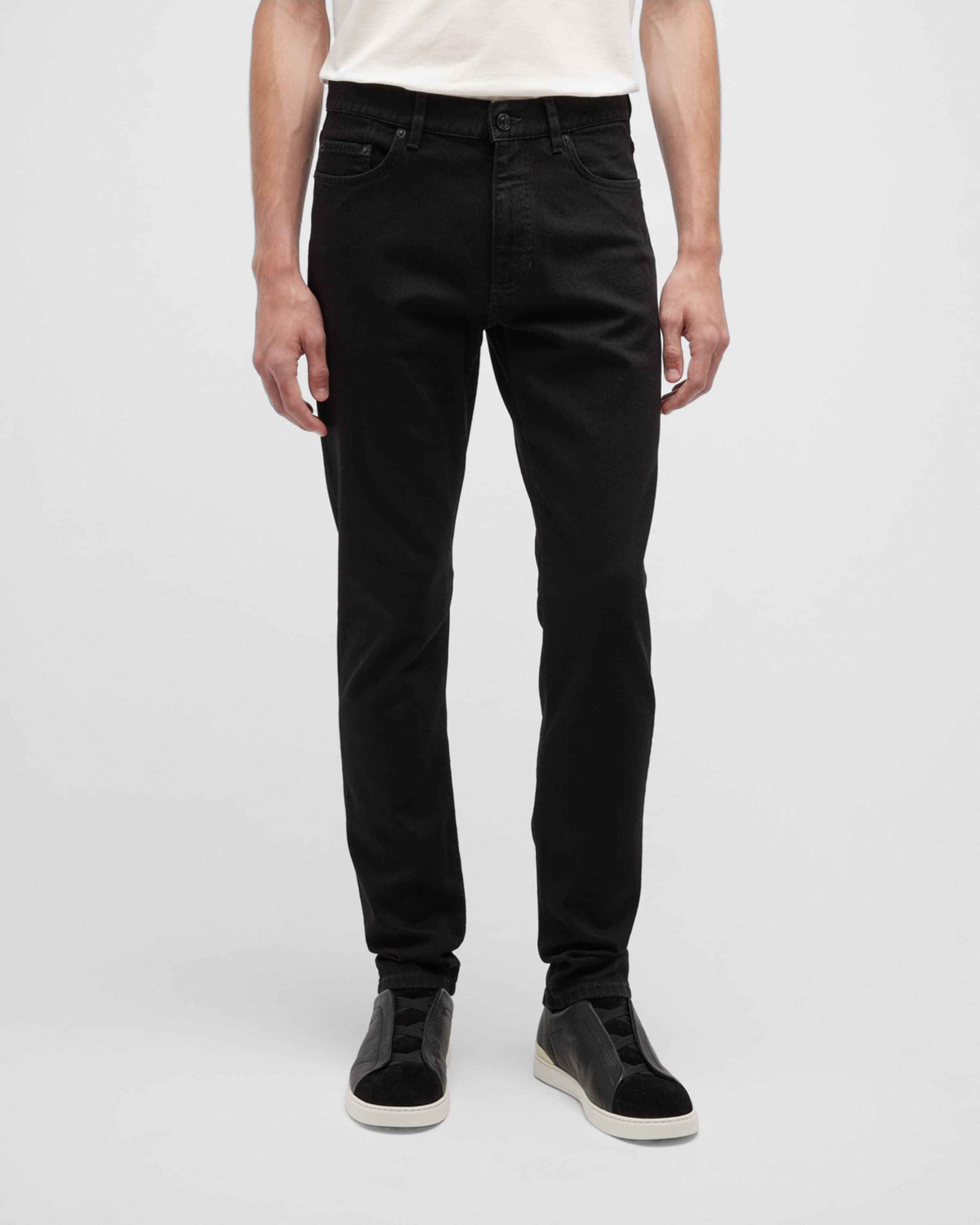 Men's 5-Pocket Black Wash Denim Jeans - 2