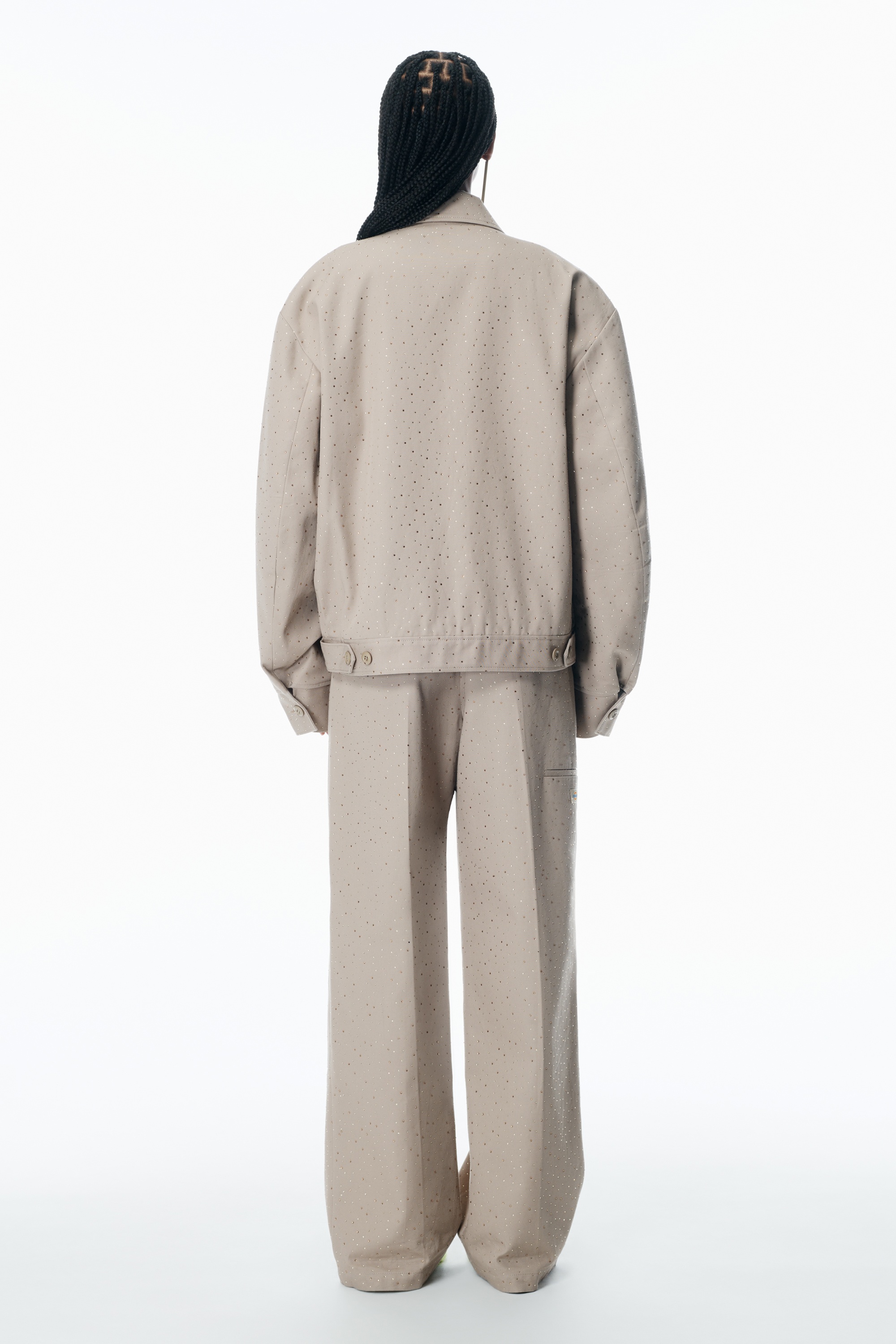 Crystal Hotfix Workwear-Inspired Jacket - 4