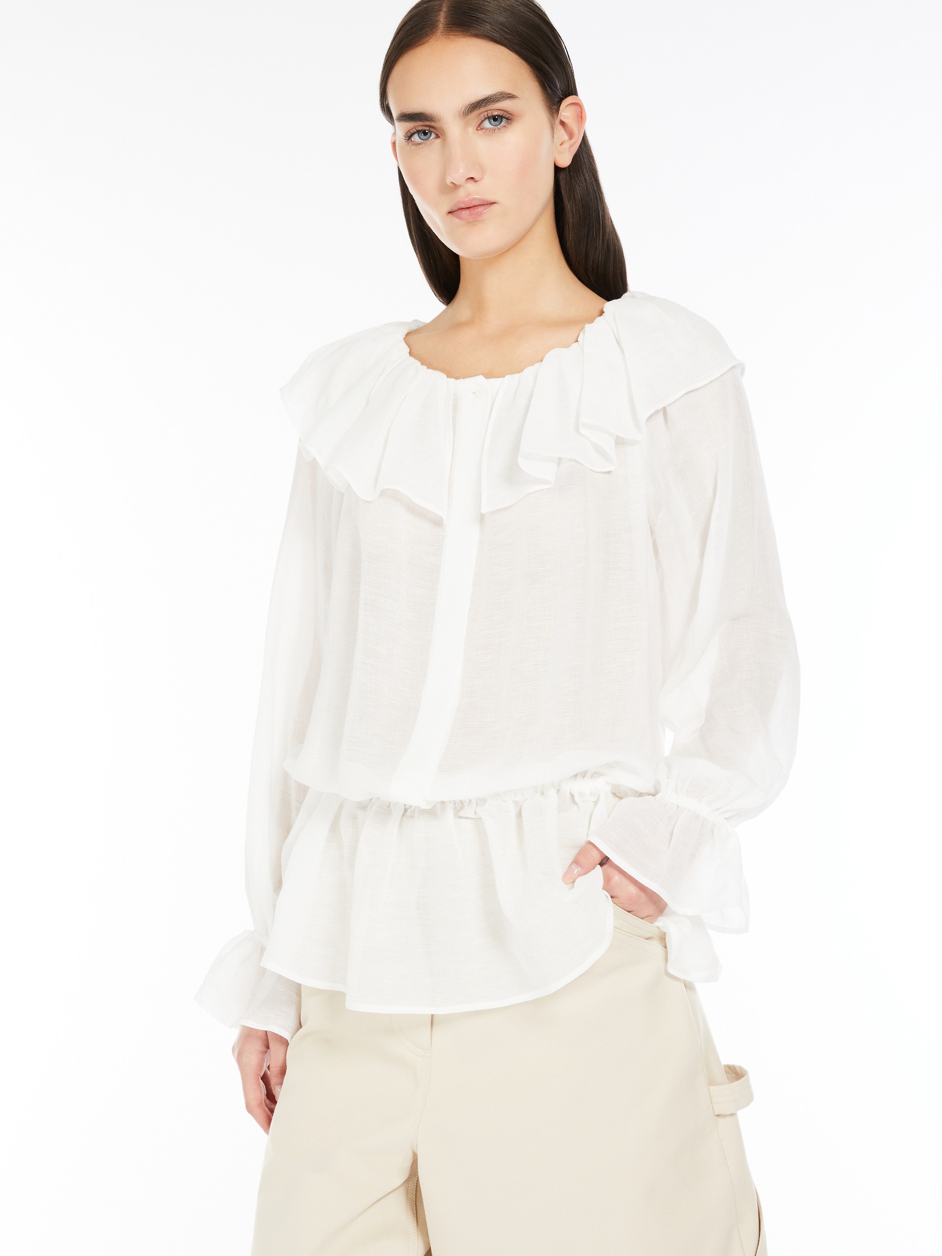 ASTRO1234 Viscose and linen gauze blouse - 5