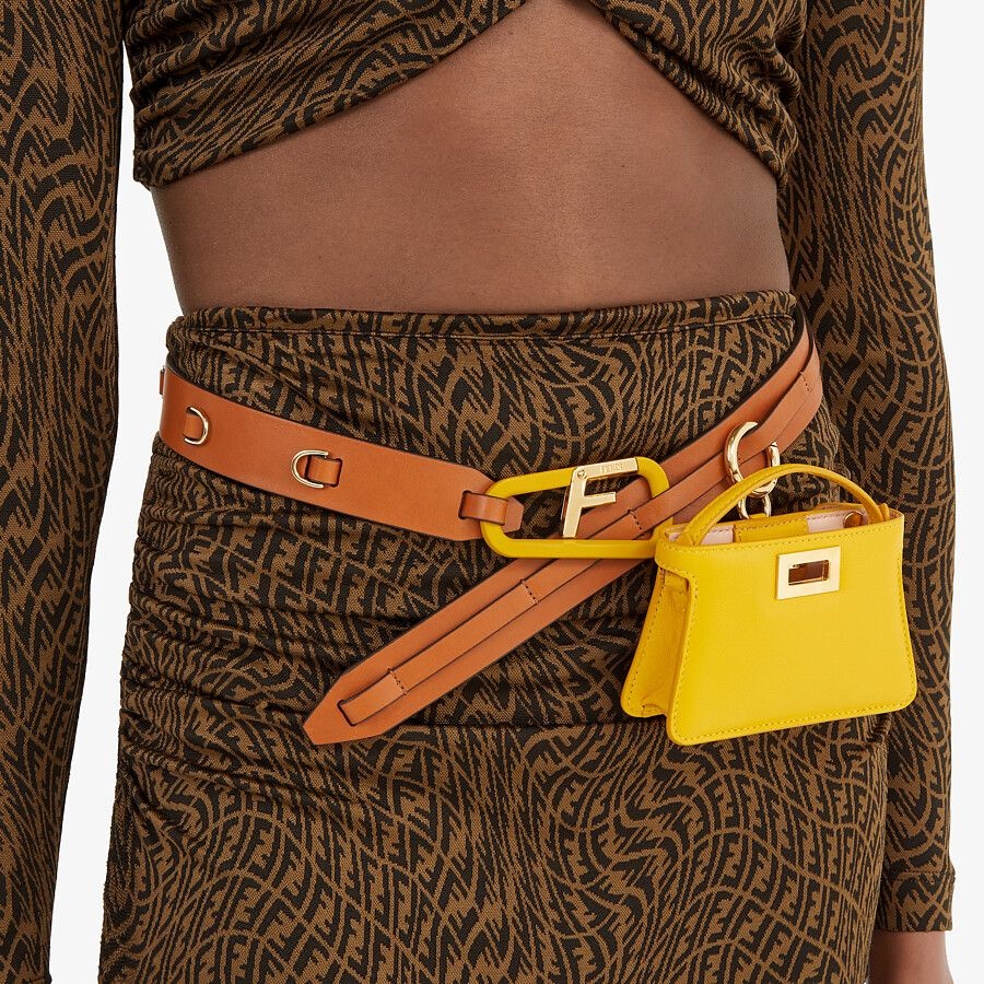 Yellow nappa leather charm - 4