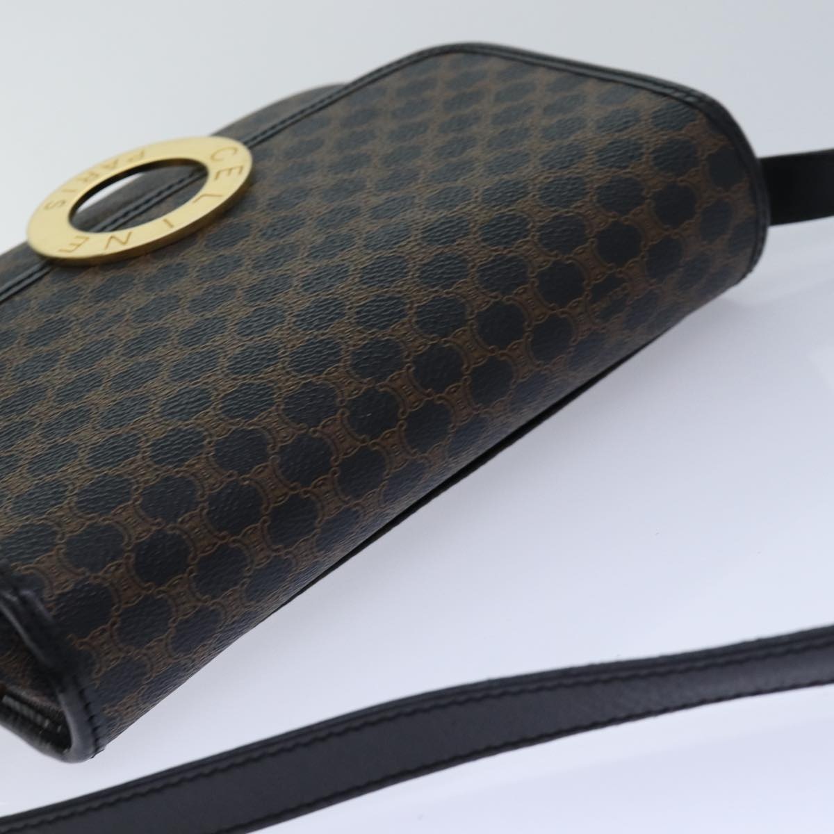CELINE Macadam Canvas Shoulder Bag Pvc Leather Black - 6