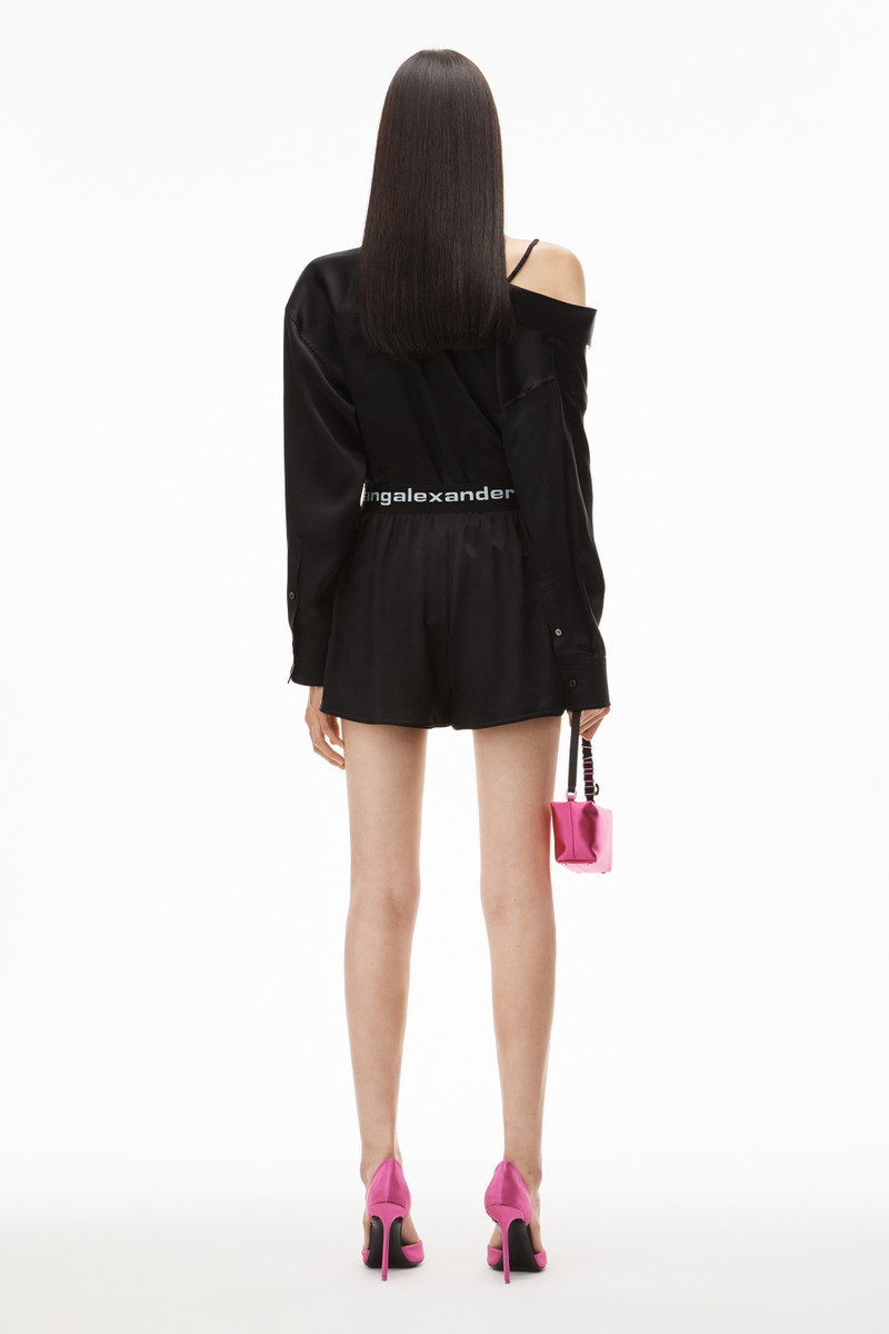 LOGO ELASTIC SHORT IN SILK CHARMEUSE 4