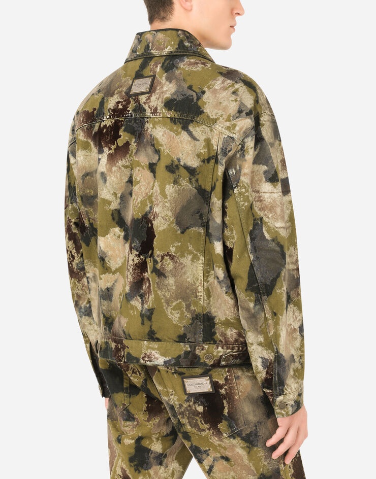 Flocked camouflage-print denim jacket - 5