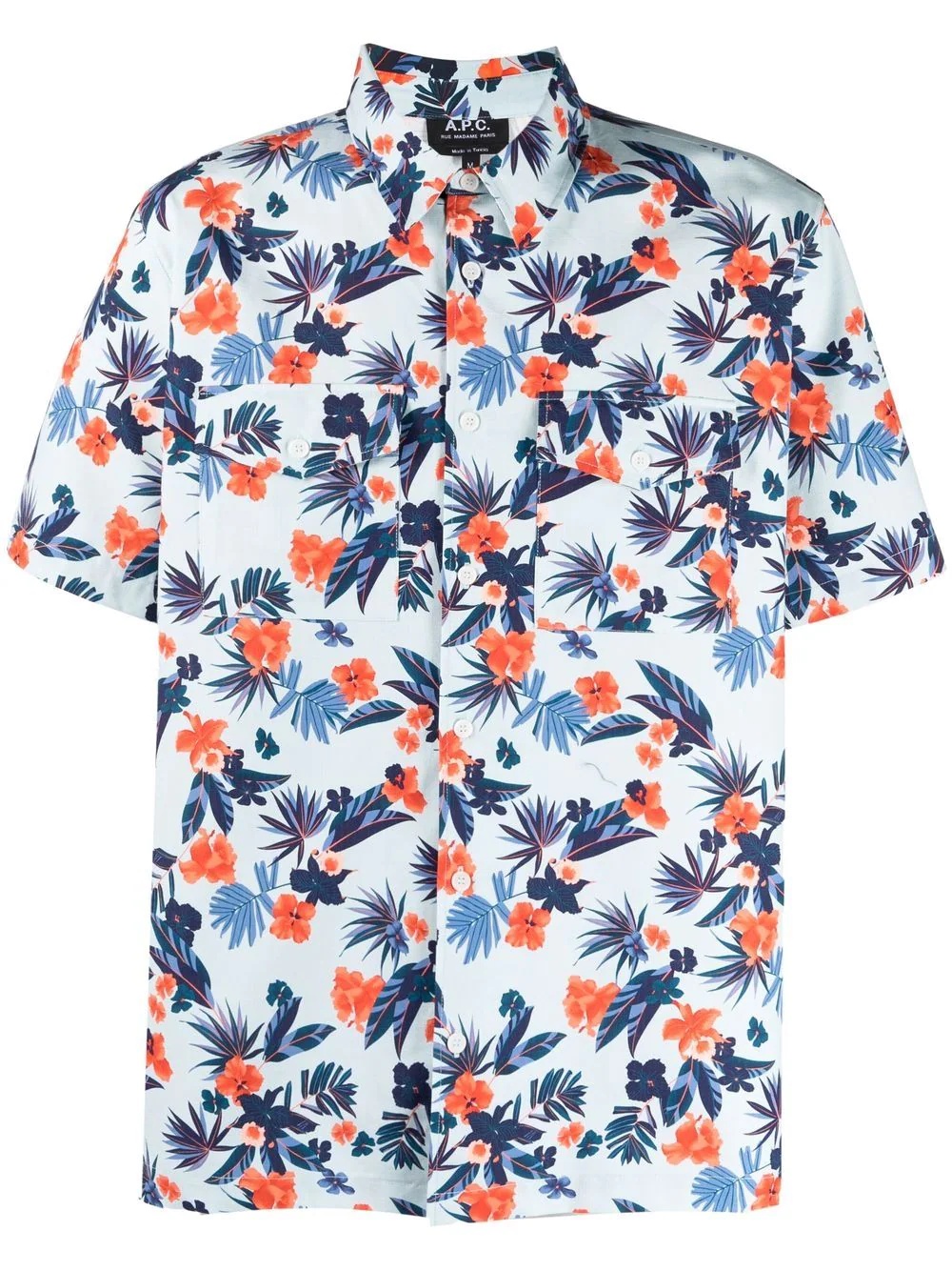 tropical-print short-sleeved shirt - 1