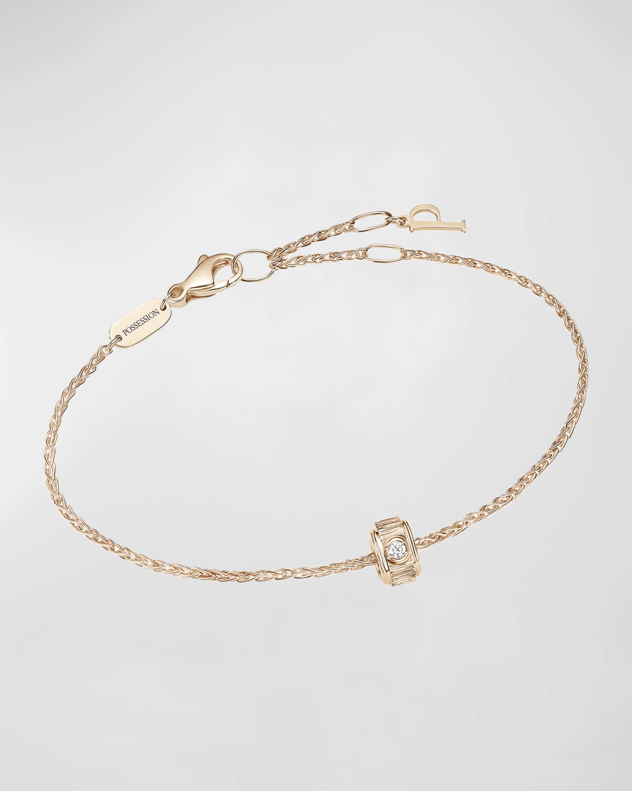 18K Pink Gold Possession Decor Palace Soft Bracelet with Single Diamond - 1