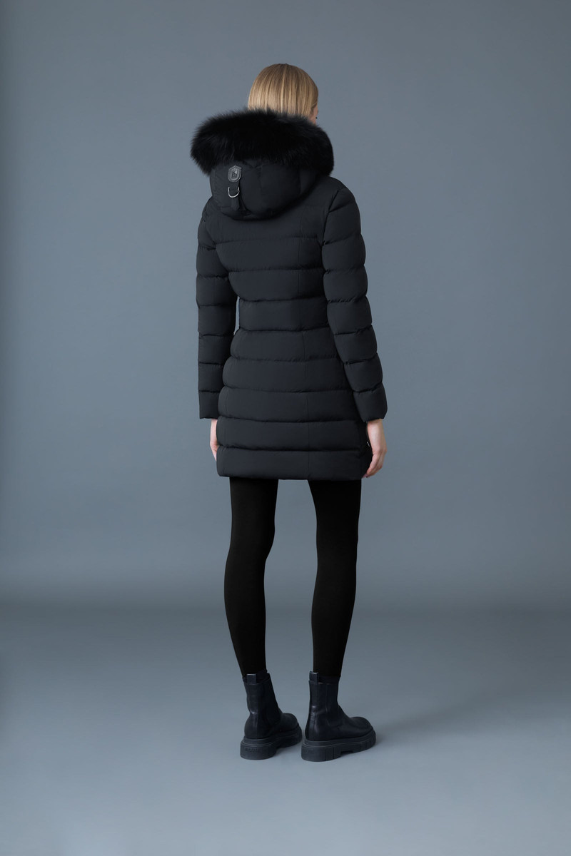 CALLA Agile-360 stretch light down coat with blue fox fur collar 5