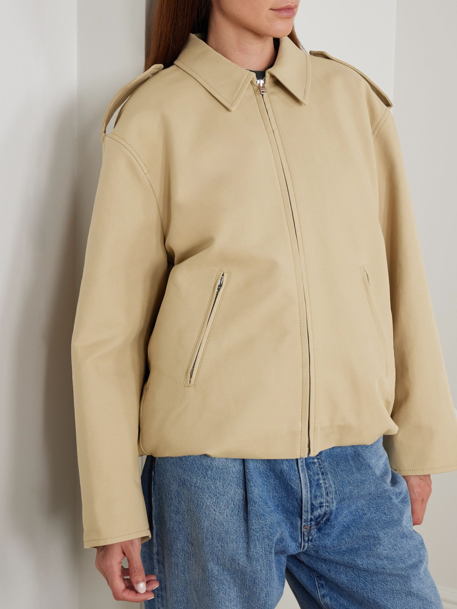 Cotton-dupioni jacket Beige - 3