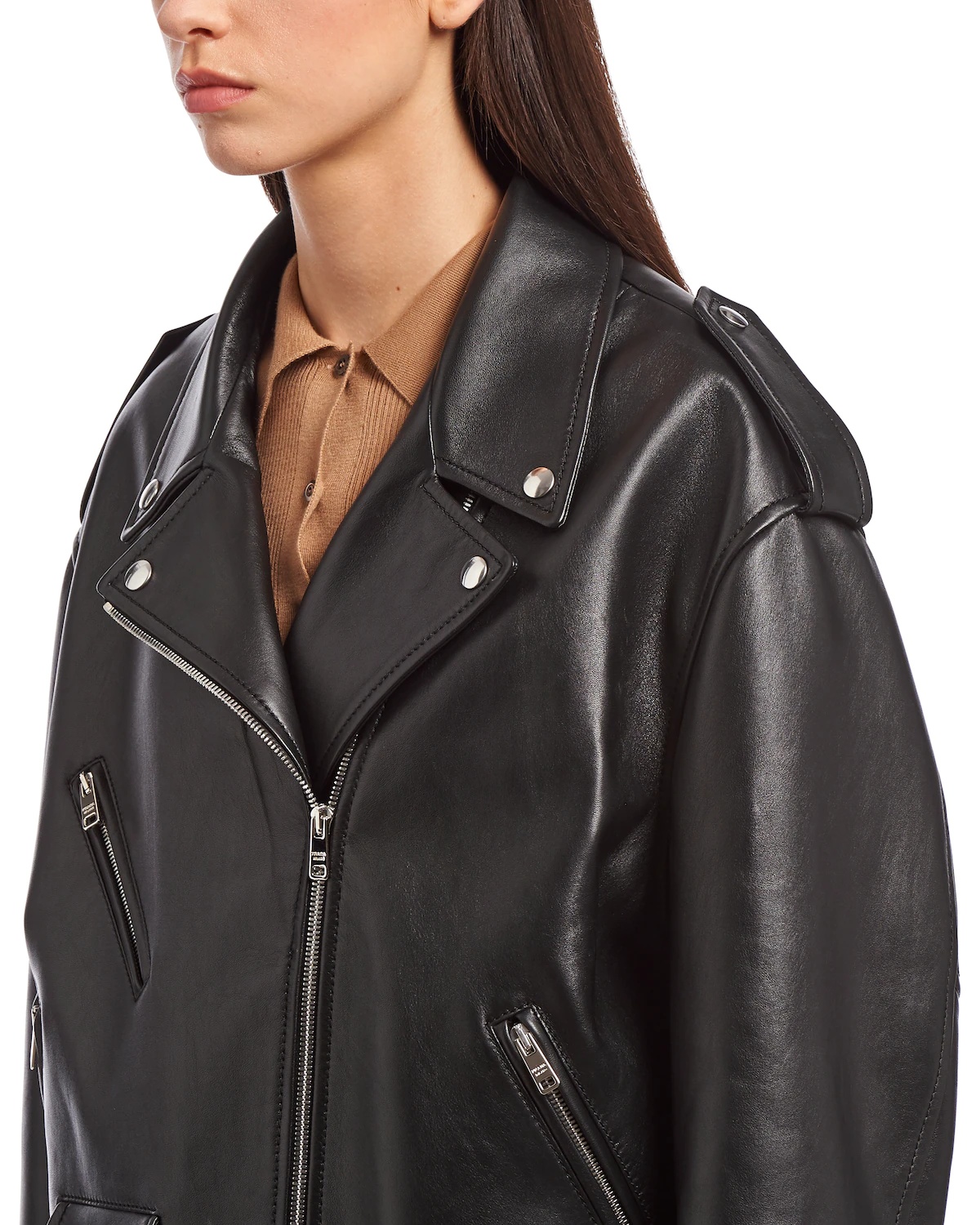Leather biker jacket - 5