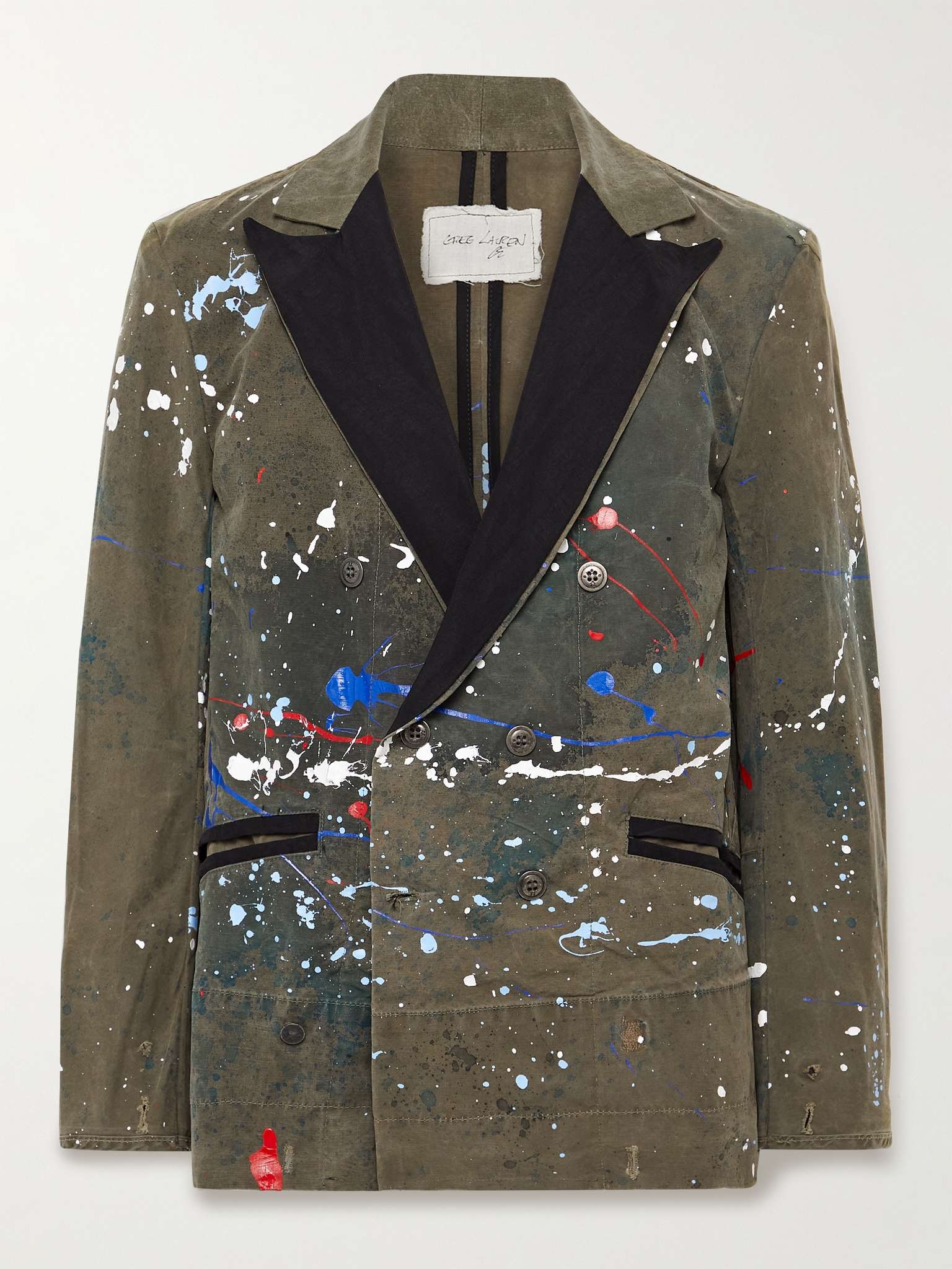 Tent Nylon-Trimmed Paint-Splattered Cotton-Blend Blazer - 1