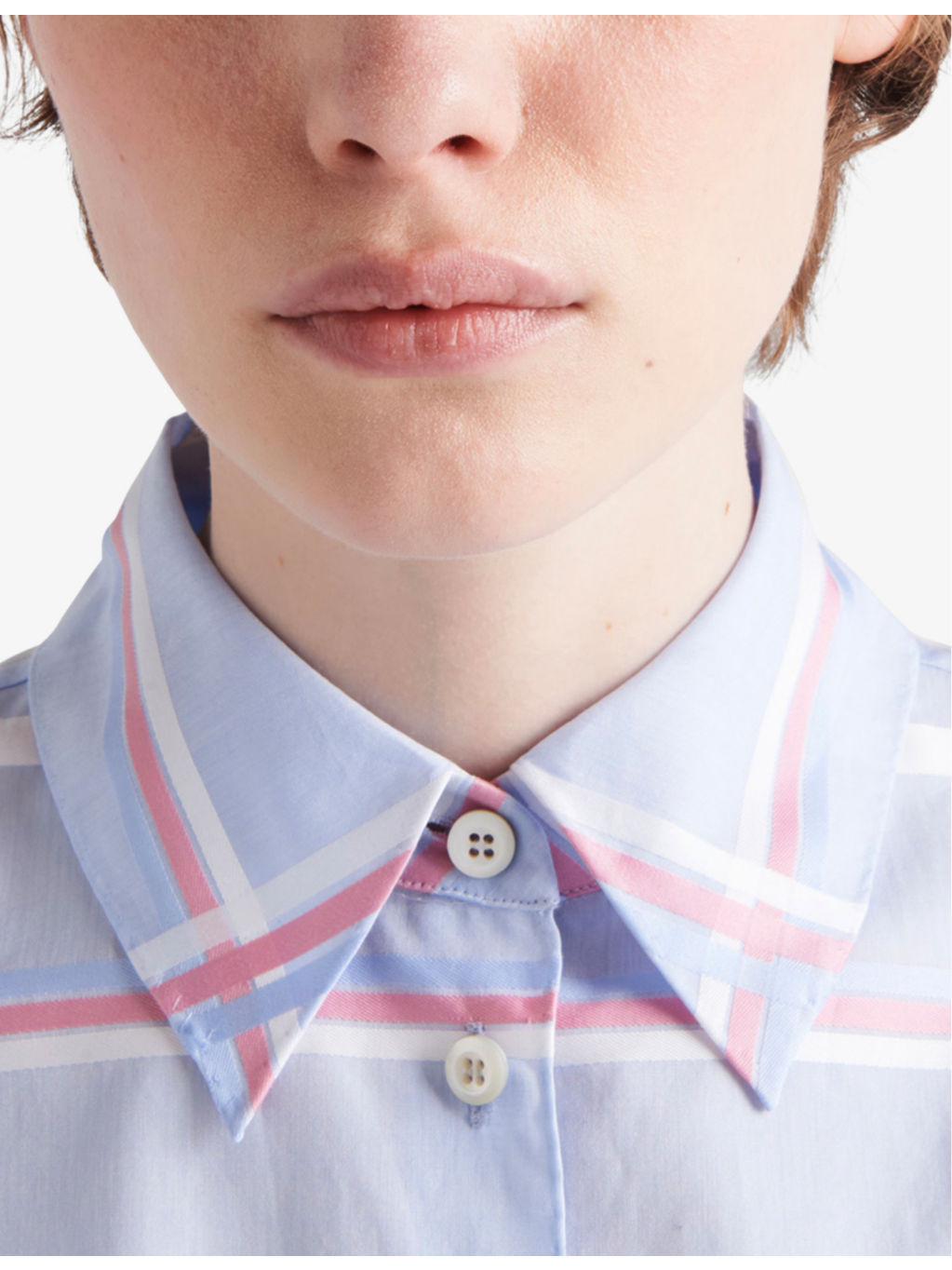 Check-pattern cropped cotton shirt - 5