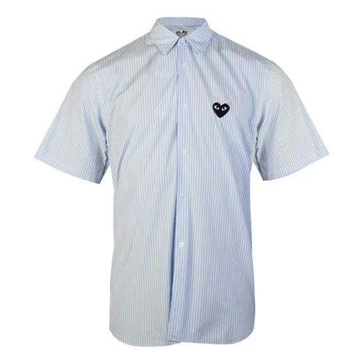 COMME des GARCONS PLAY Black Emblem Striped Short Sleeve Shirt 'Light Blue' AZ-B022-M - 1