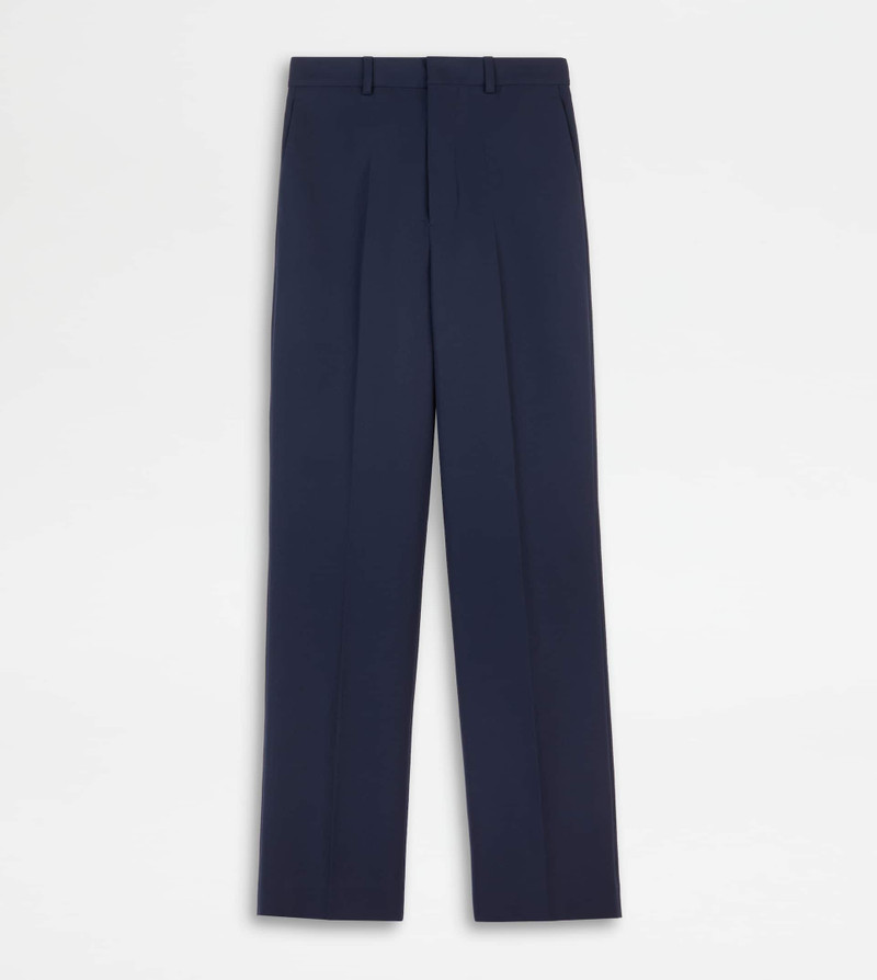 PANTS IN COTTON BLEND WOOL - BLUE - 1