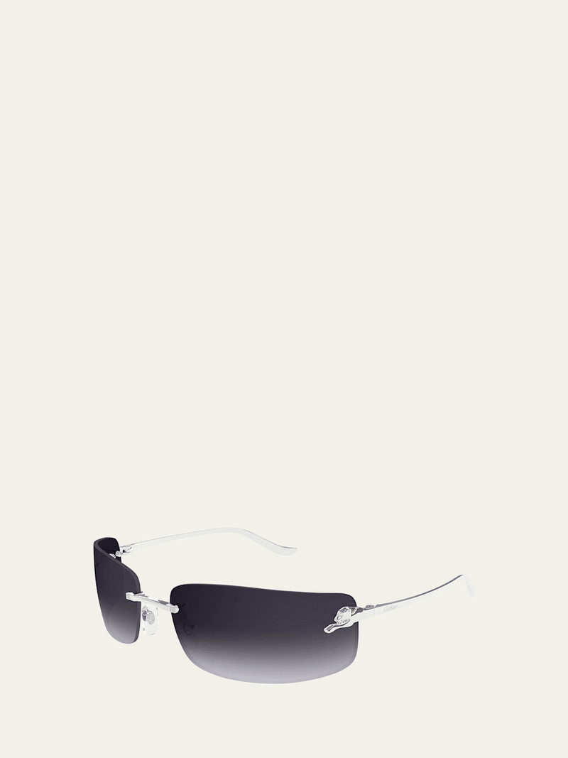 Cartier panther rimless rectangle metal sunglasses outlook