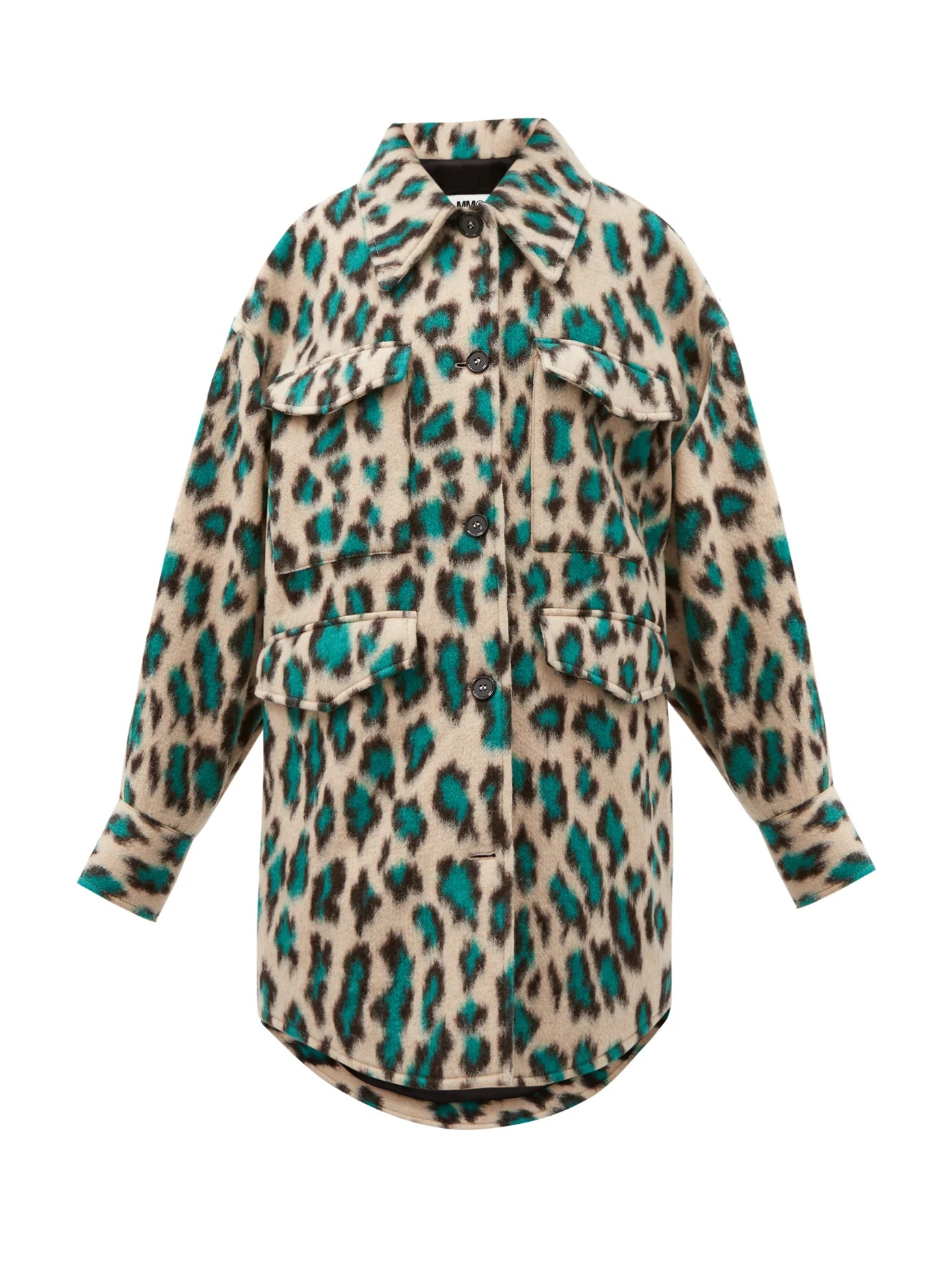 Leopard-patterned felt shirt jacket - 1