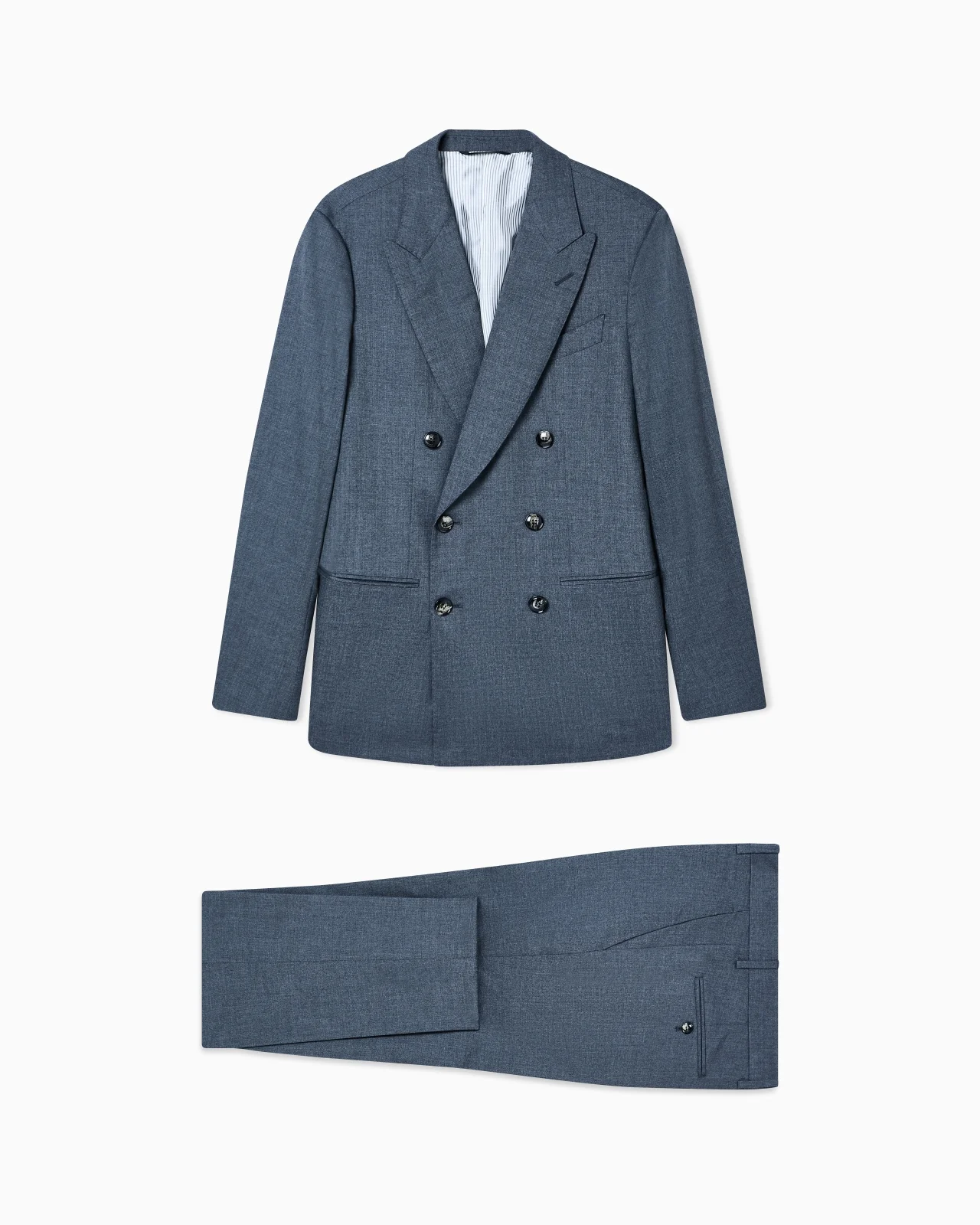 NAPOLI LINE DOUBLE-BREASTED SUIT IN MÉLANGE CASHMERE AND SILK - 1