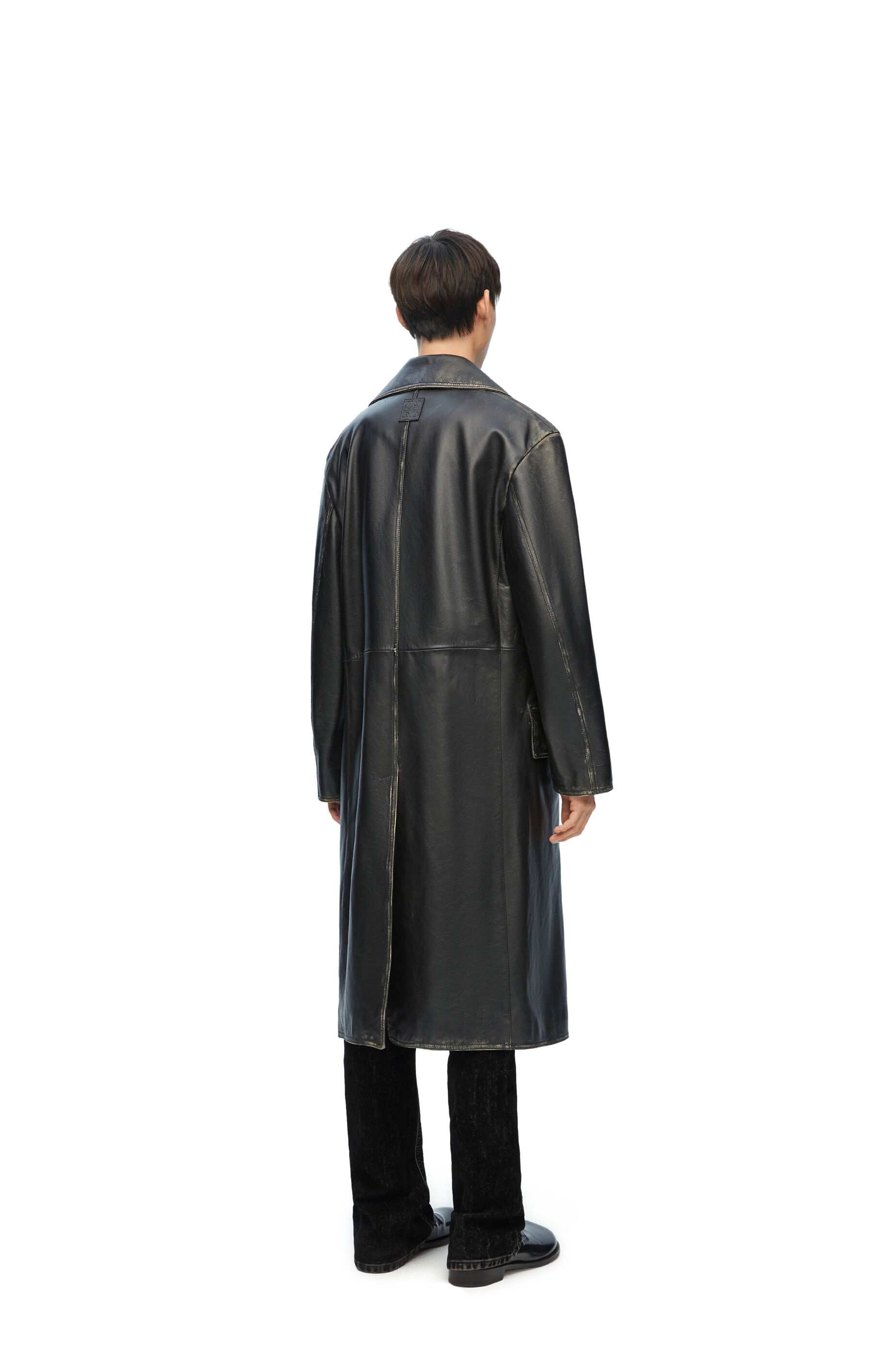 Double breasted coat in nappa calfskin - 3