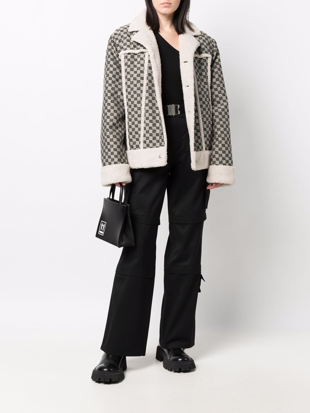 jacquard-monogram contrast-trim jacket - 2
