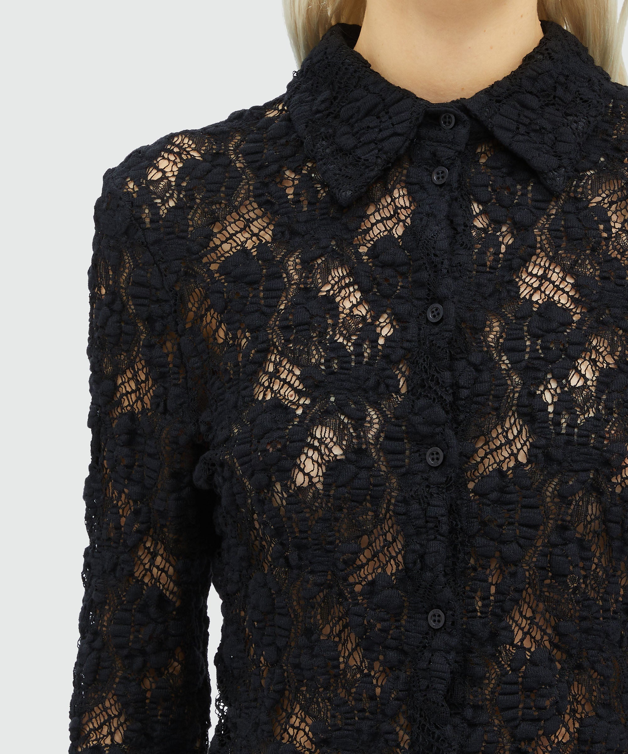 Black stretch lace shirt - 5