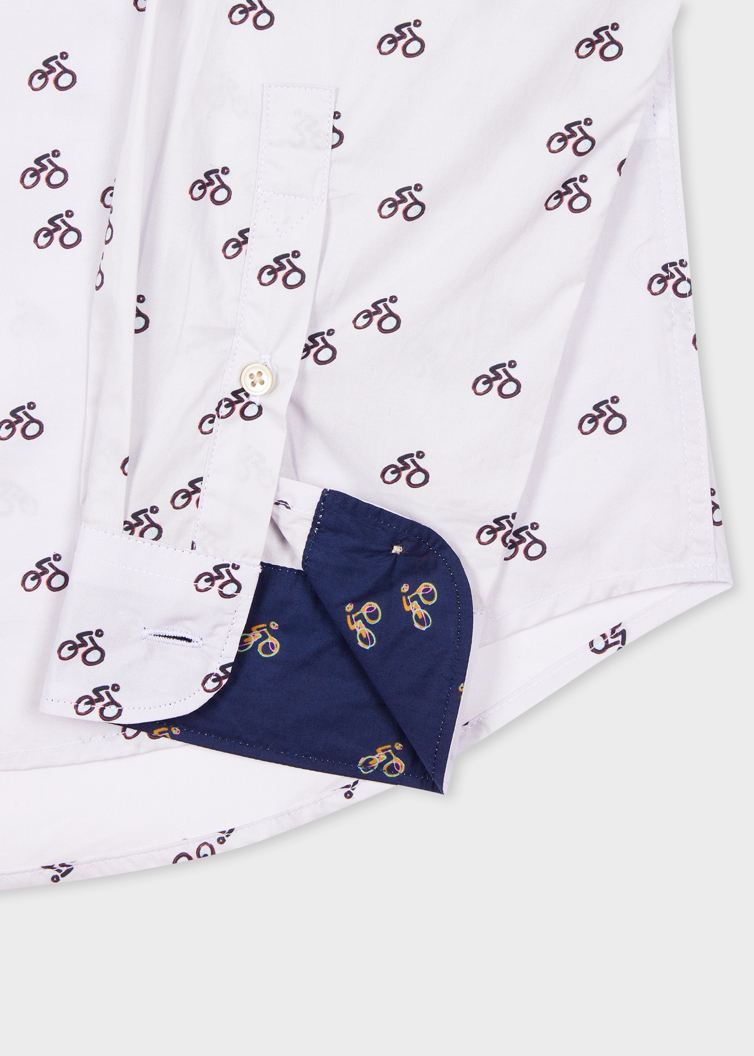 Tailored-Fit White 'Cyclist' Print Shirt - 2