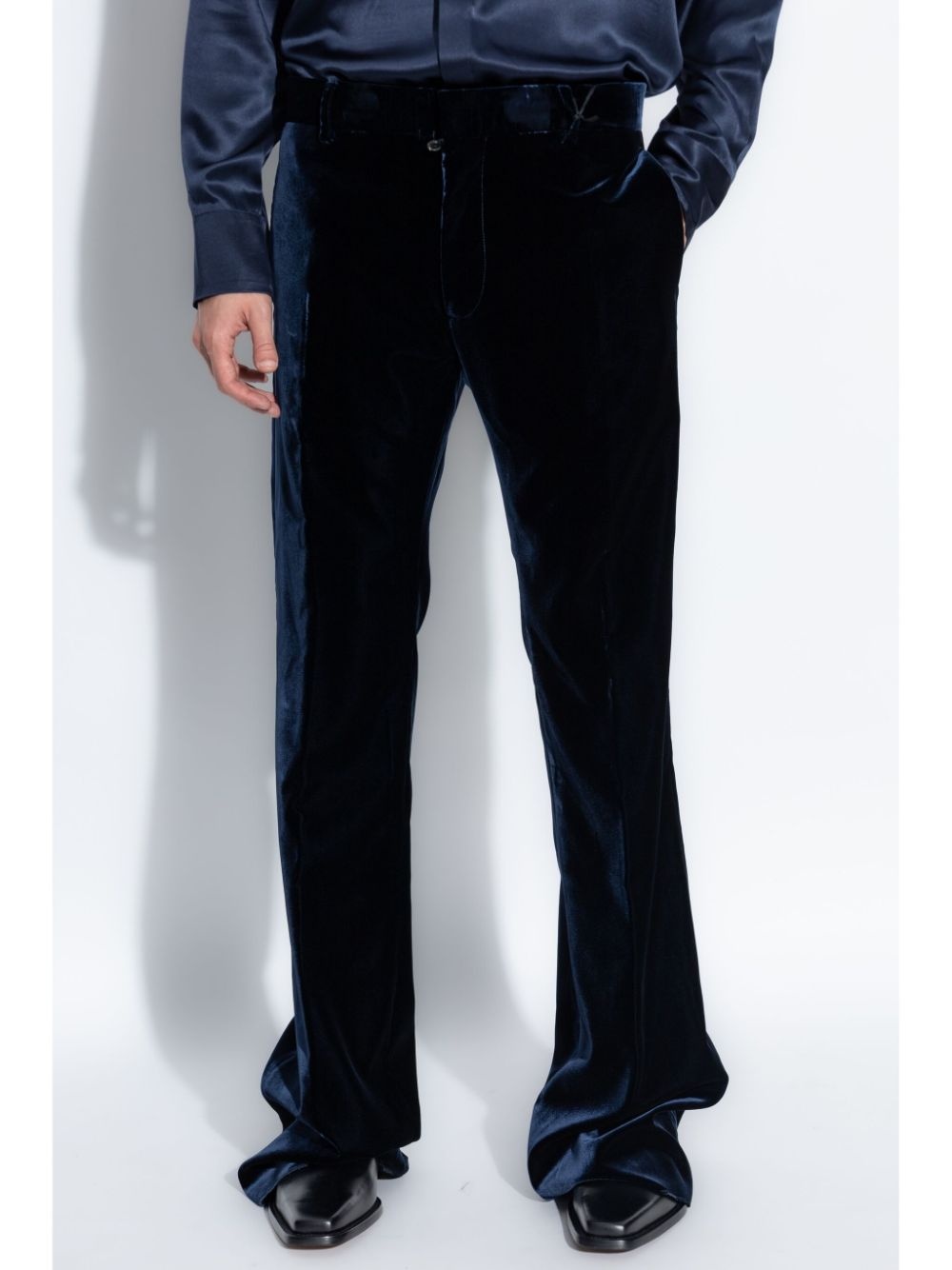 logo-plaque wide-leg trousers - 3