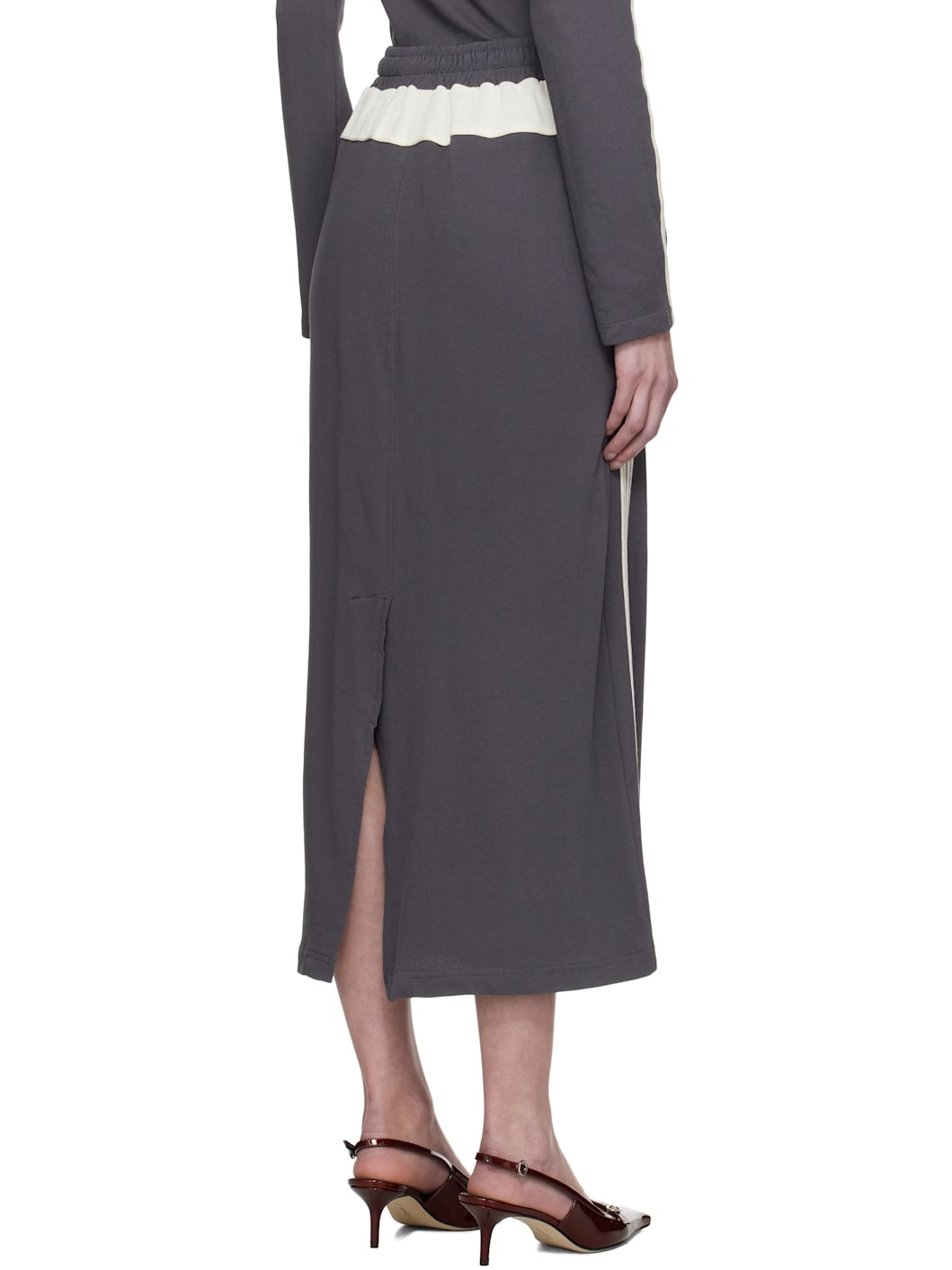 Gray Football Jersey Midi Skirt - 3