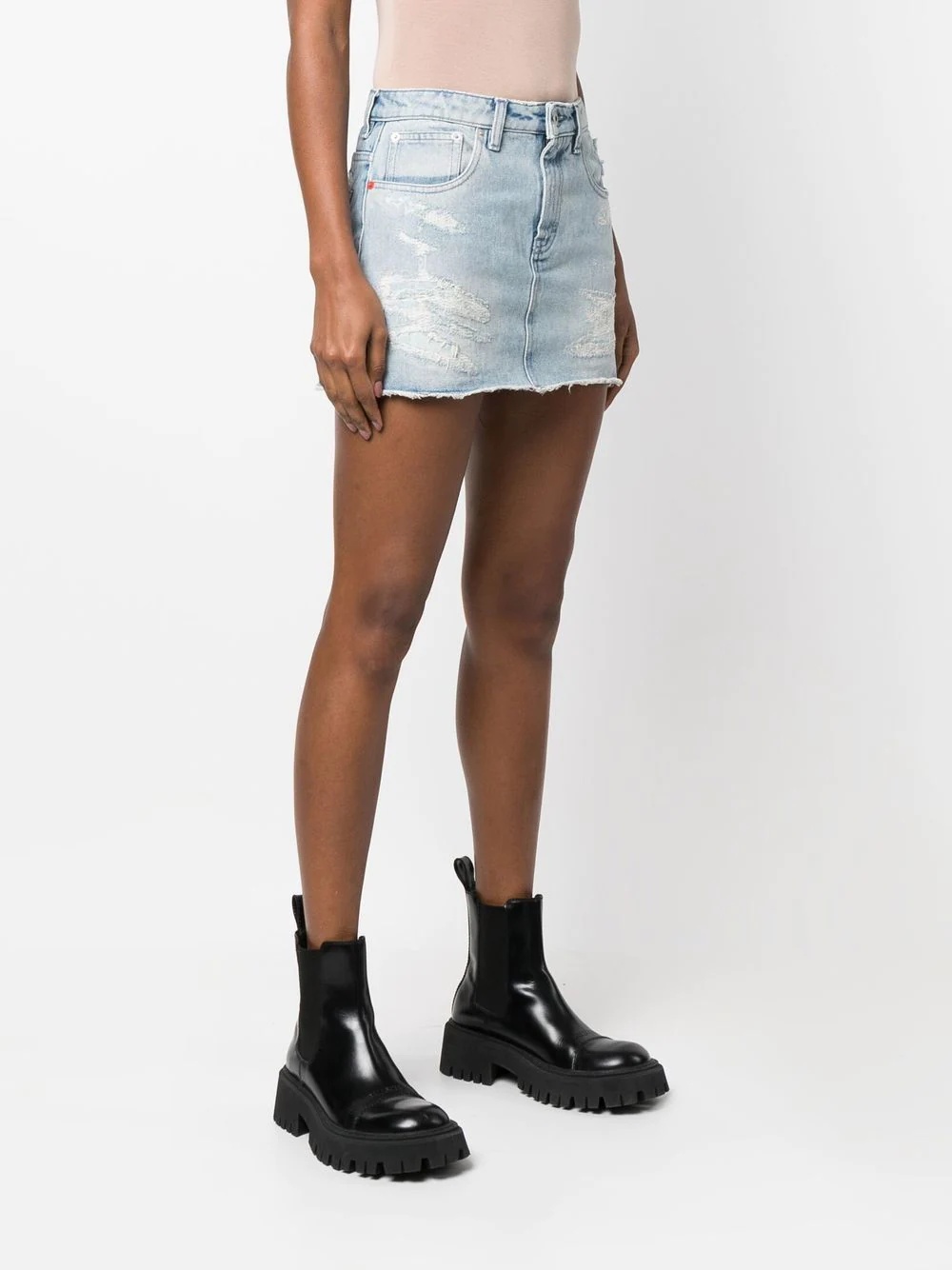 distressed denim skirt - 2