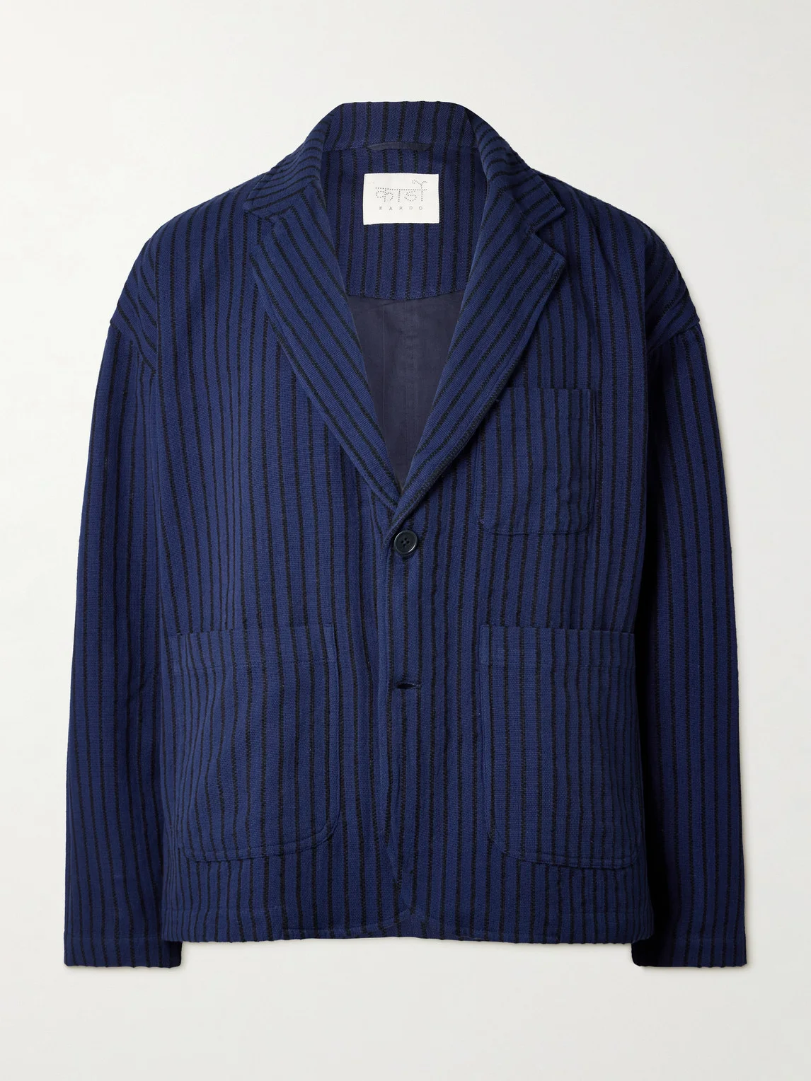 Hugh 2.0 Unstructured Striped Cotton Suit Jacket - 1