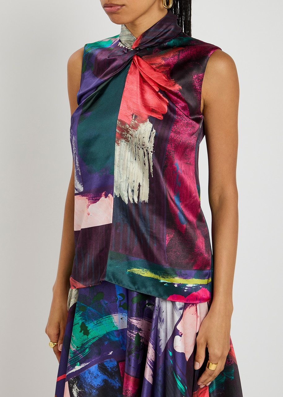 Roksanda Ava Printed Silk-satin top - 2